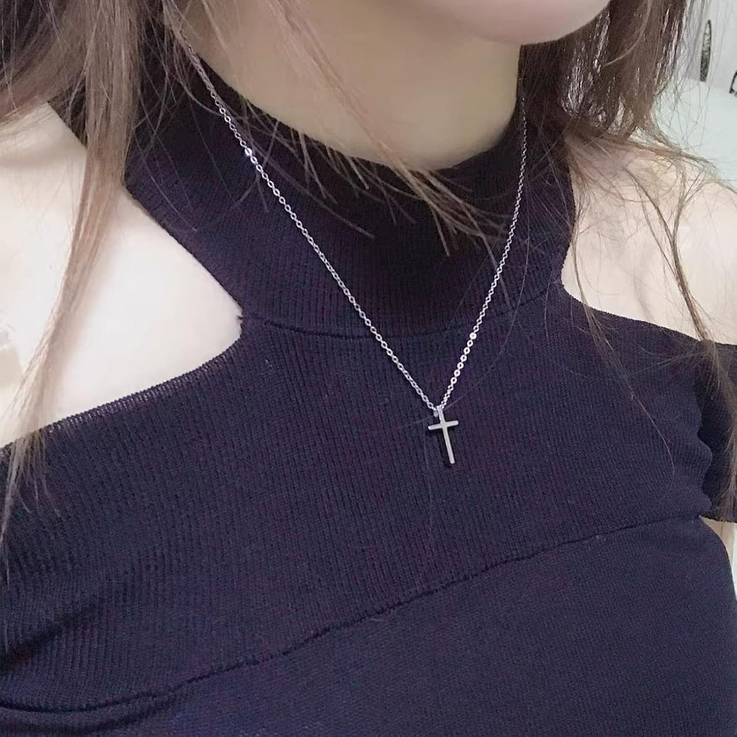 Luxval Cross Necklace for Women Dainty 14K Gold Plated/Sterling Silver Layered Cross Pendant Simple Cute Necklaces for Women Trendy Jewelry Gifts for Women