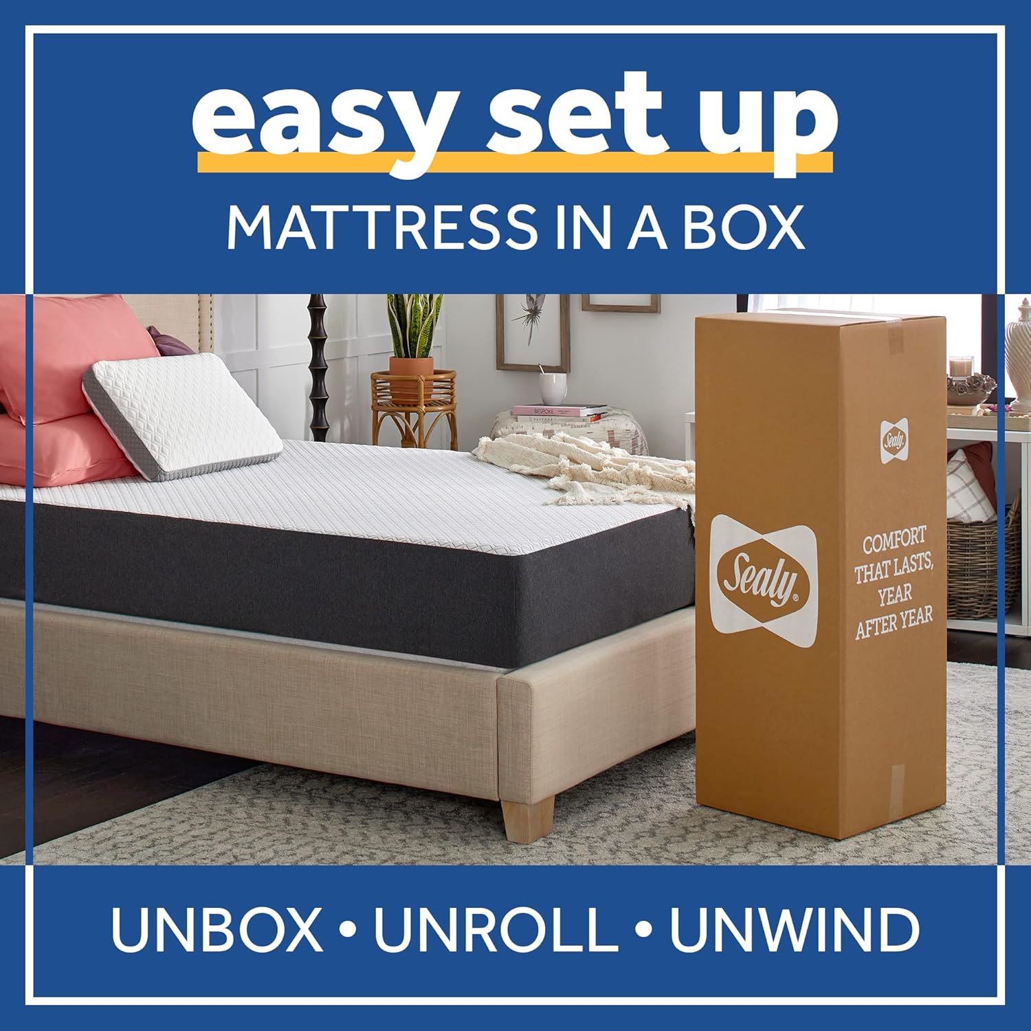 Sealy Cool  Clean 10 Memory Foam Bed in Box, Queen, White · v3