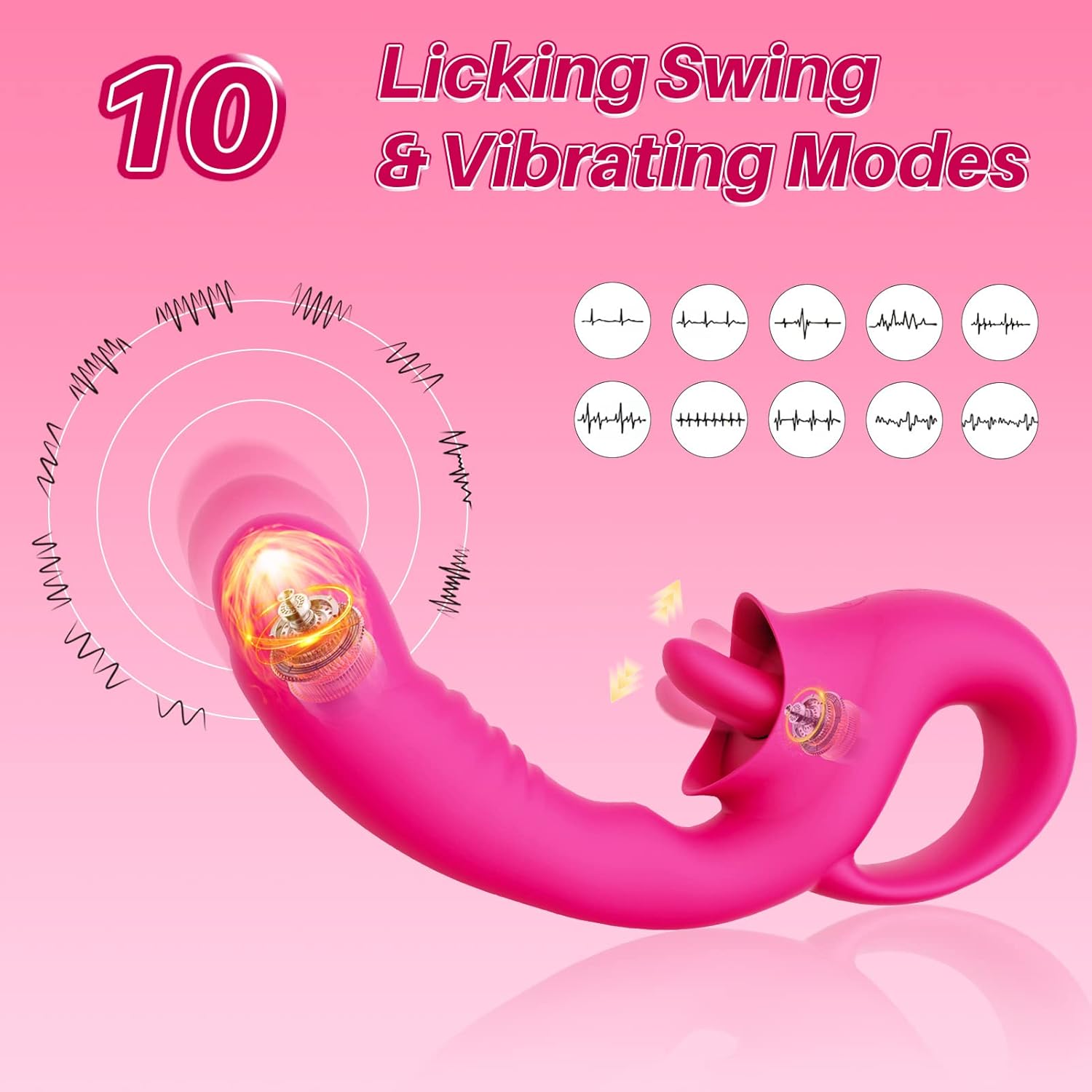G-spot vibrator om clitoris te likken, realistische dildo, clitoralisstimulator voor vrouwen met 10 vibratiestanden om te likken, strapless voorbinddildo voor meervoudige stimulatie, seksspeeltjes voor volwassenen voor vrouwen