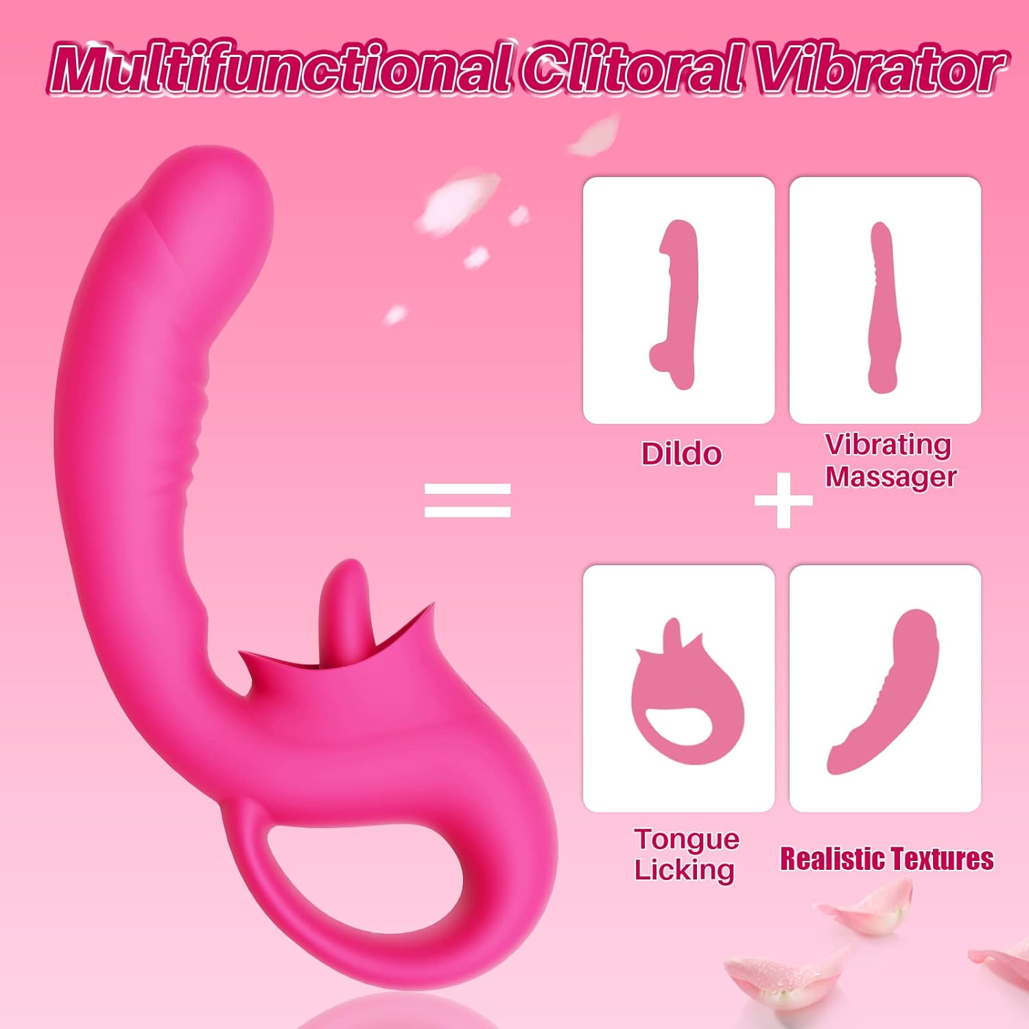 G-spot vibrator om clitoris te likken, realistische dildo, clitoralisstimulator voor vrouwen met 10 vibratiestanden om te likken, strapless voorbinddildo voor meervoudige stimulatie, seksspeeltjes voor volwassenen voor vrouwen