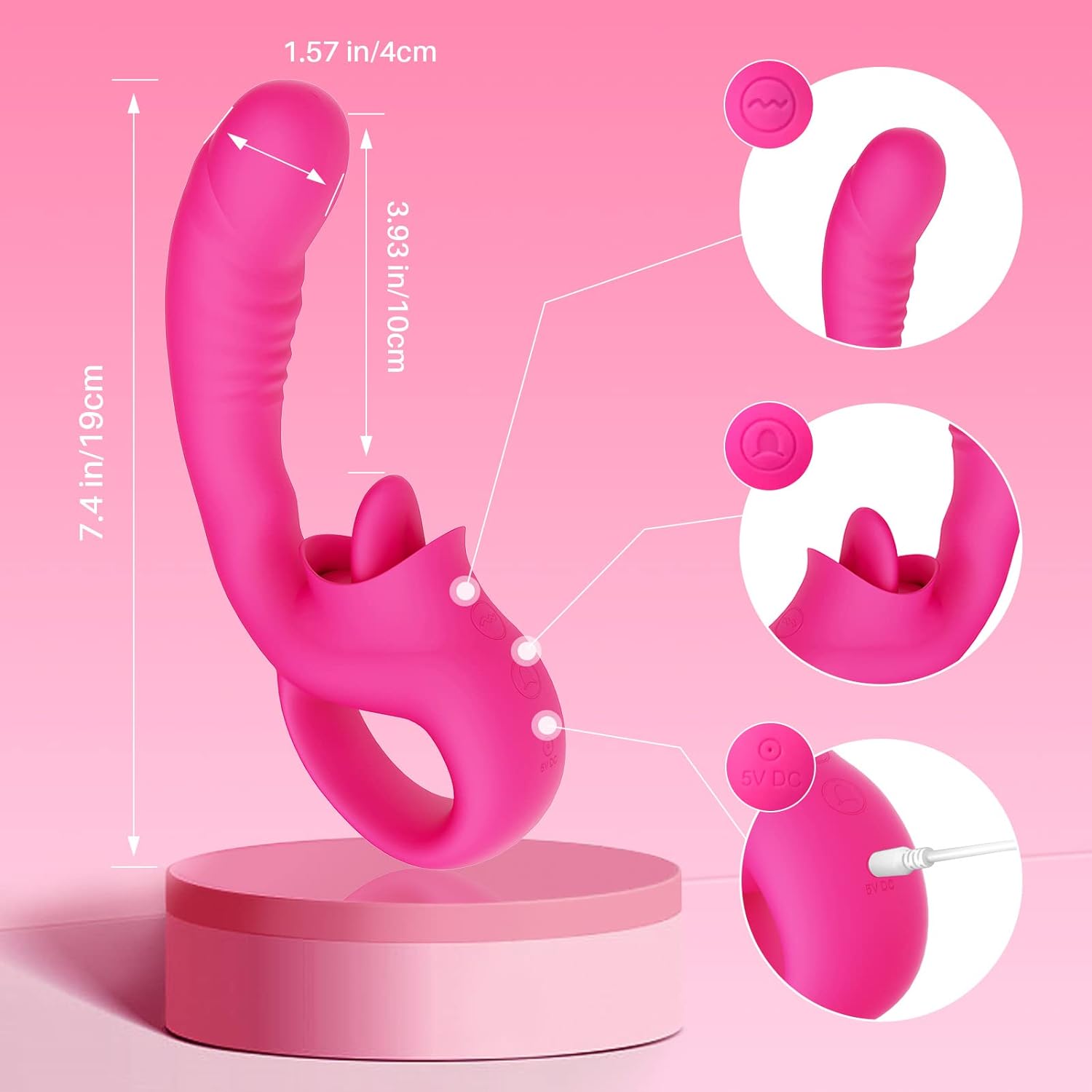 G-spot vibrator om clitoris te likken, realistische dildo, clitoralisstimulator voor vrouwen met 10 vibratiestanden om te likken, strapless voorbinddildo voor meervoudige stimulatie, seksspeeltjes voor volwassenen voor vrouwen