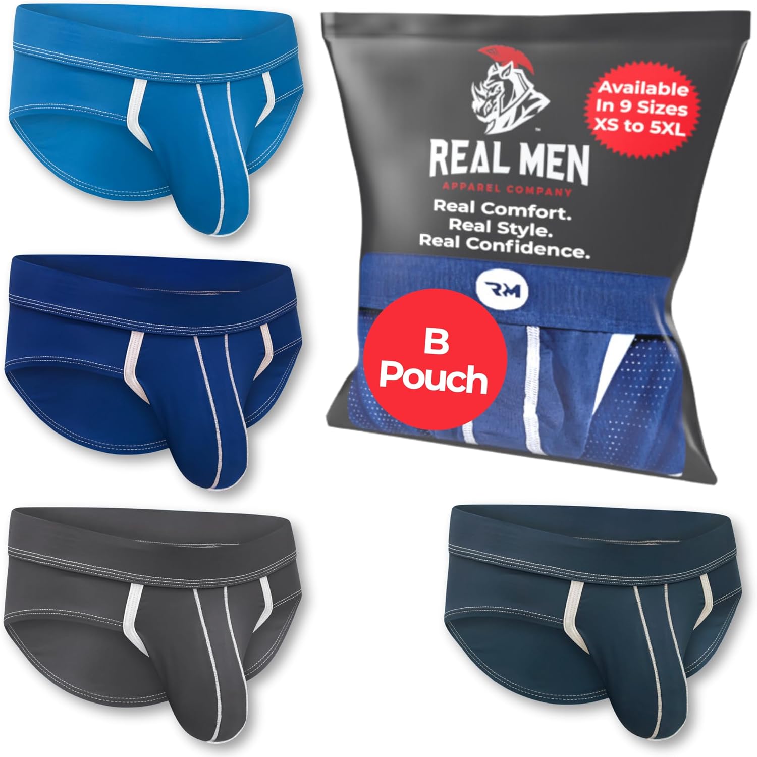 Intimo sportivo da uomo Bulge Enhancing Pouch — confezione da 1 o 4 slip in seta ghiacciata con custodia taglia B o D