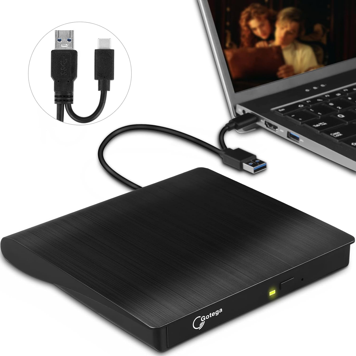 Harici DVD Sürücü USB 3.0 TİP C USB C Taşınabilir CD/DVD/-RW Disk Sürücüsü Dizüstü Bilgisayar için Harici DVD Oynatıcı CD/DVD ROM Yazıcı Okuyucu Masaüstü PC Windows Linux OS Apple Mac ile Uyumlu