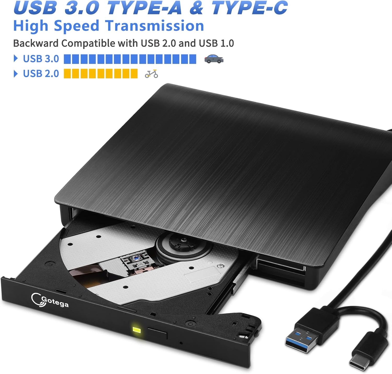 Harici DVD Sürücü USB 3.0 TİP C USB C Taşınabilir CD/DVD/-RW Disk Sürücüsü Dizüstü Bilgisayar için Harici DVD Oynatıcı CD/DVD ROM Yazıcı Okuyucu Masaüstü PC Windows Linux OS Apple Mac ile Uyumlu