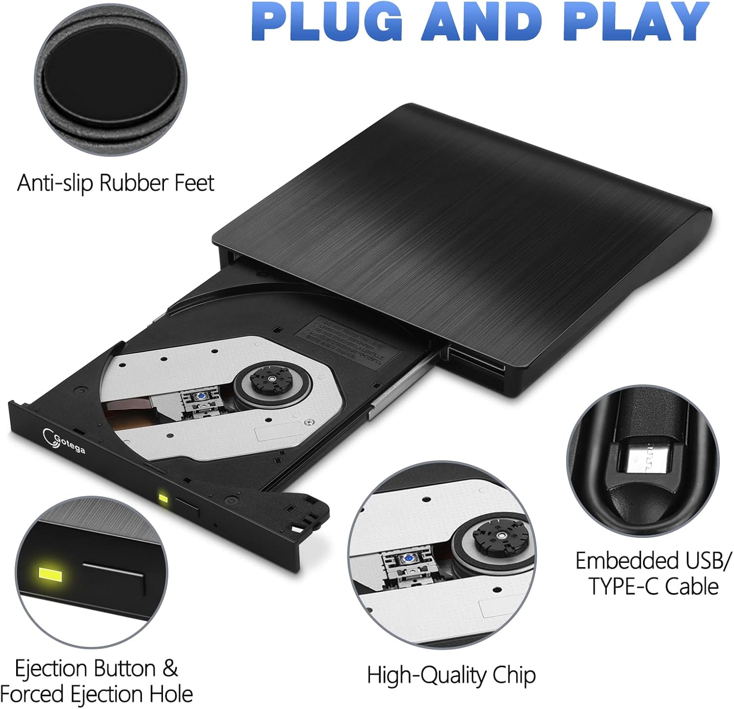 Harici DVD Sürücü USB 3.0 TİP C USB C Taşınabilir CD/DVD/-RW Disk Sürücüsü Dizüstü Bilgisayar için Harici DVD Oynatıcı CD/DVD ROM Yazıcı Okuyucu Masaüstü PC Windows Linux OS Apple Mac ile Uyumlu