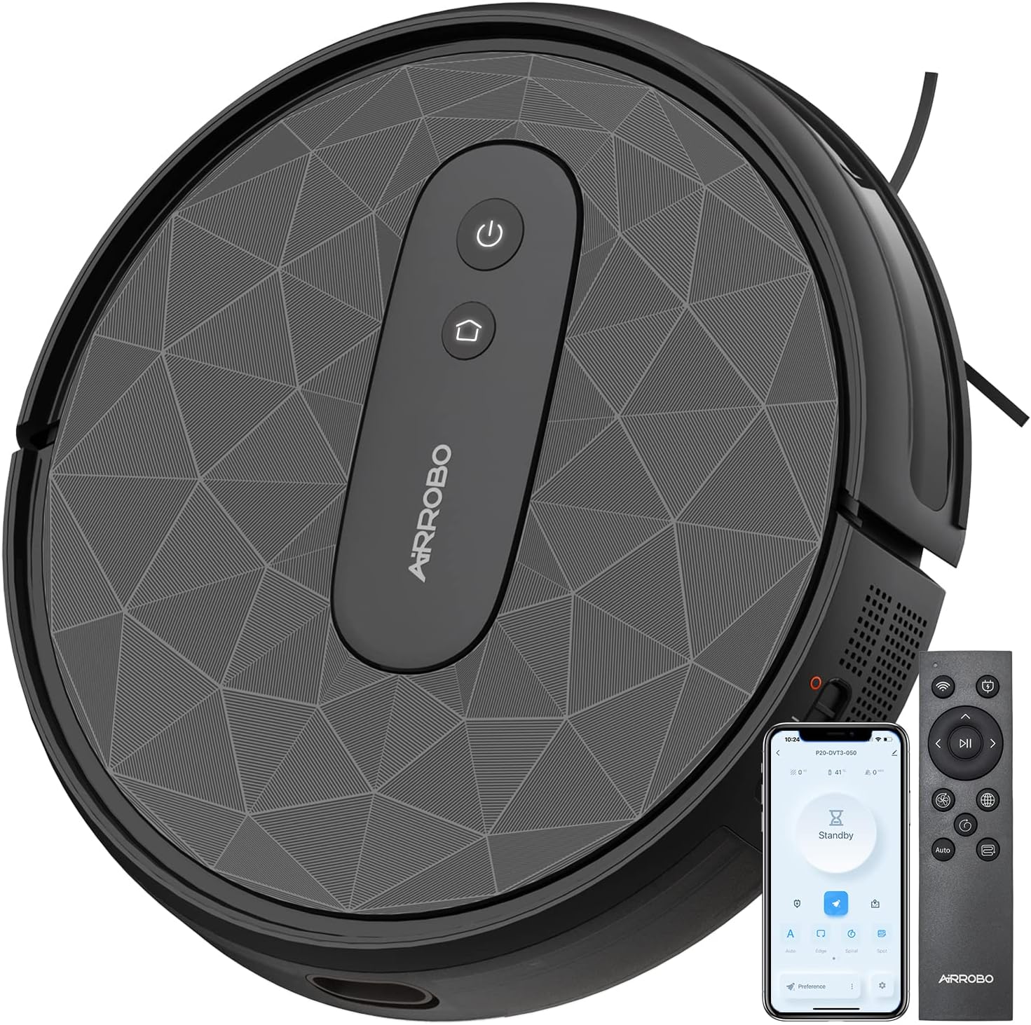 หุ่นยนต์ดูดฝุ่น AIRROBO ที่มีพลังดูด 2800Pa ควบคุมผ่านแอพ ใช้งานได้ 120 นาที หุ่นยนต์ดูดฝุ่นแบบชาร์จไฟเองสำหรับพรมเตี้ย ขนสัตว์เลี้ยง พื้นแข็ง P20