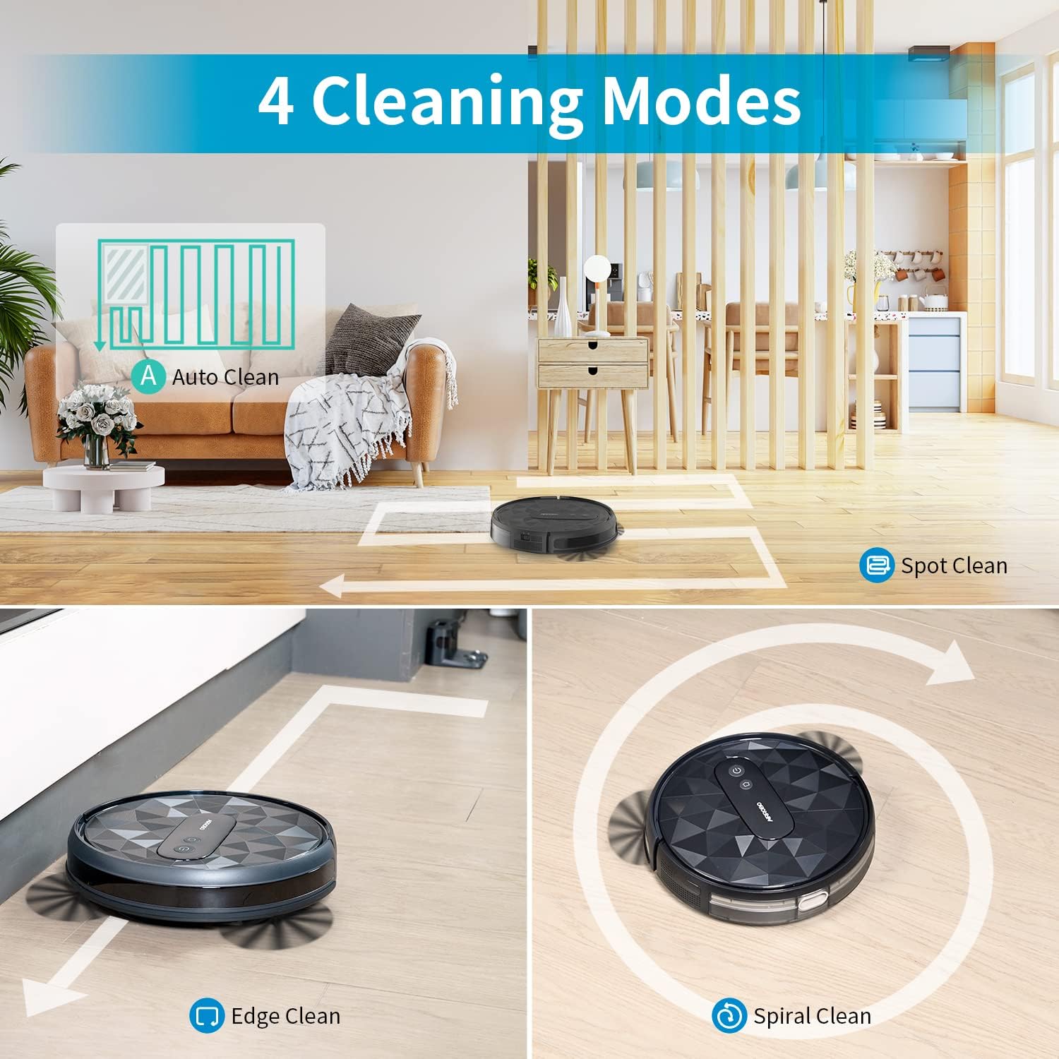 AIRROBO Robot Vacuum Cleaner with 2800Pa Suction Power, App Control, 120 Mins Runtime, Self-Charging Robotic Vacuum Cleaner for Low Carpet, Pet Hair, Hard Floors, P20 · v2
