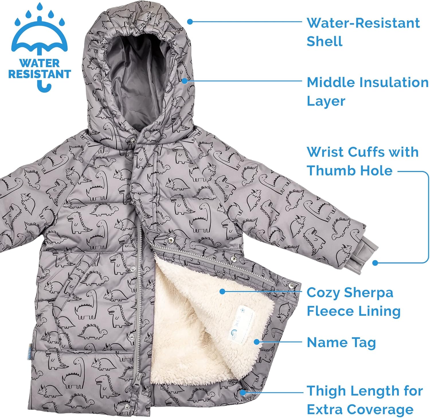 JAN  JUL Insulated Winter Coat, Sherpa Lined Cozy Jacket for Kids
