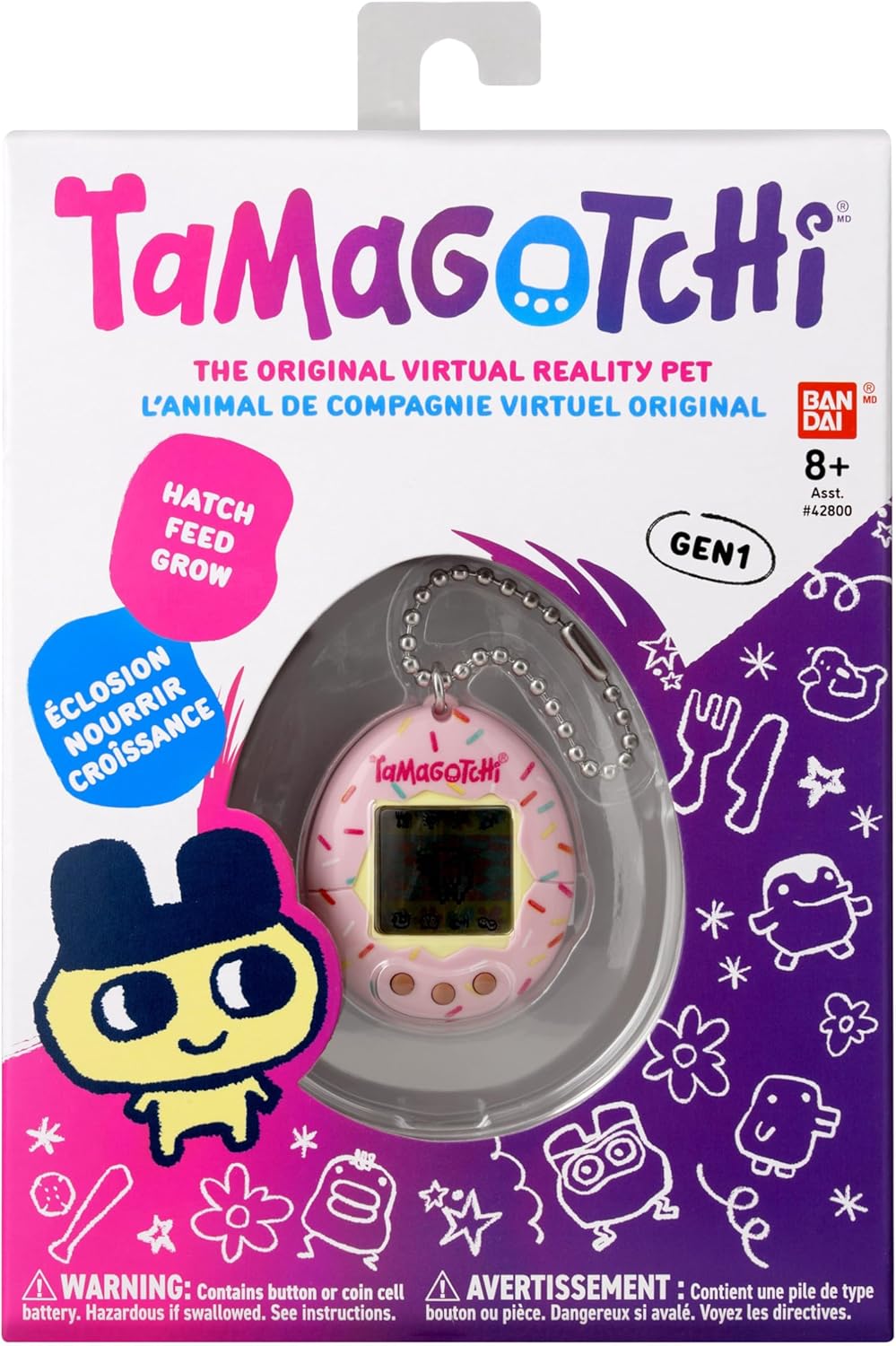 BandAi Tamagotchi Original Sprinkle Sprinkle | Tamagotchi Original Cyber Pet 90s Zabawka dla dorosłych i dzieci z łańcuchem | Retro Virtual Pets to świetne zabawki lub prezenty dla chłopców i dziewcząt dla dzieci w wieku 8 lat