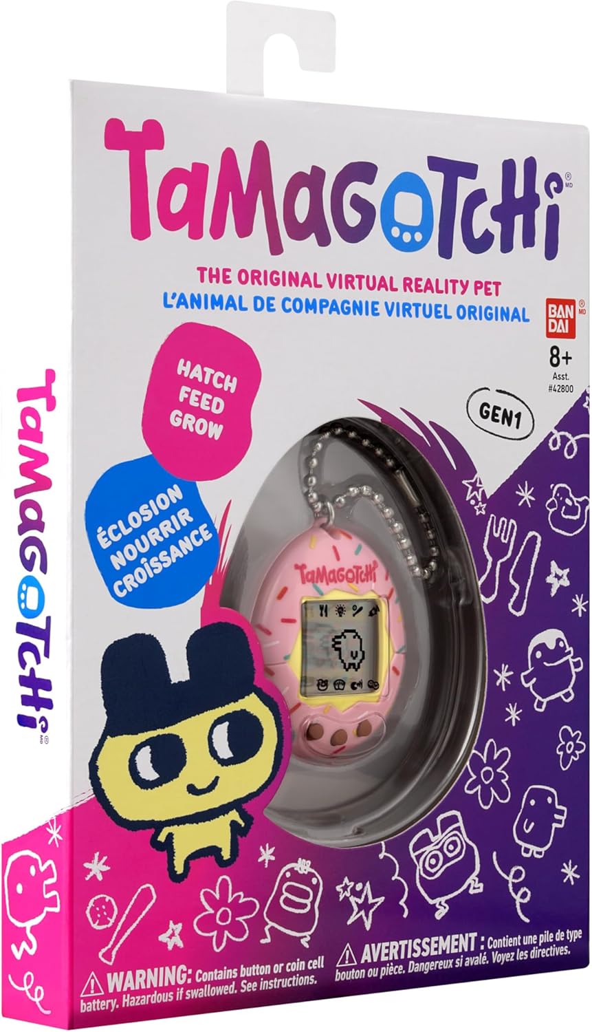 BandAi Tamagotchi Original Sprinkle Sprinkle | Tamagotchi Original Cyber Pet 90s Zabawka dla dorosłych i dzieci z łańcuchem | Retro Virtual Pets to świetne zabawki lub prezenty dla chłopców i dziewcząt dla dzieci w wieku 8 lat