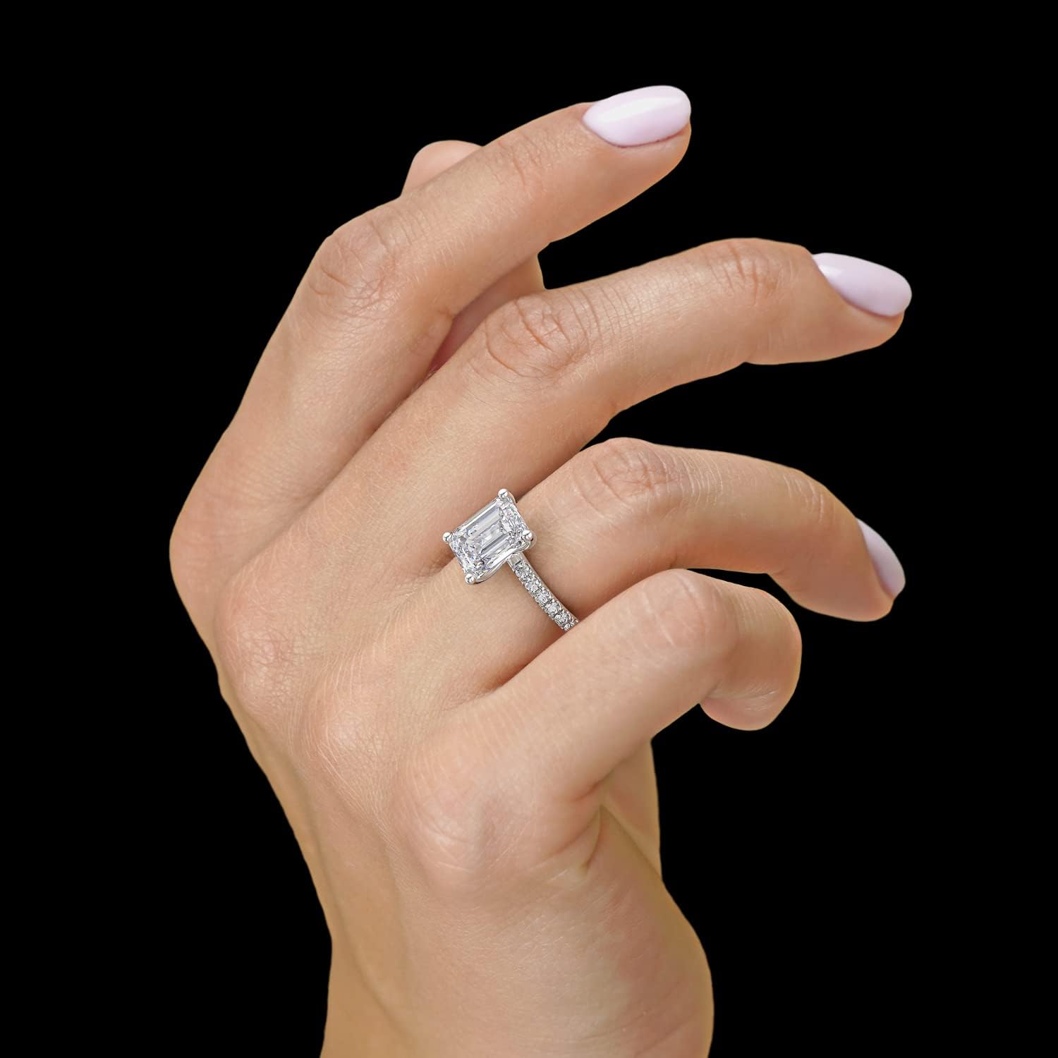 แหวนหมั้น Moissanite ทรงมรกต 2 ถึง 6 กะรัตสำหรับผู้หญิง - เพชรธรรมชาติ 1/4 กะรัต - ทองคำ 14k (G-H/VS, SI, cttw, DEW) แหวนครบรอบแต่งงาน ขนาด 4 ถึง 11 ผลิตในสหรัฐอเมริกา