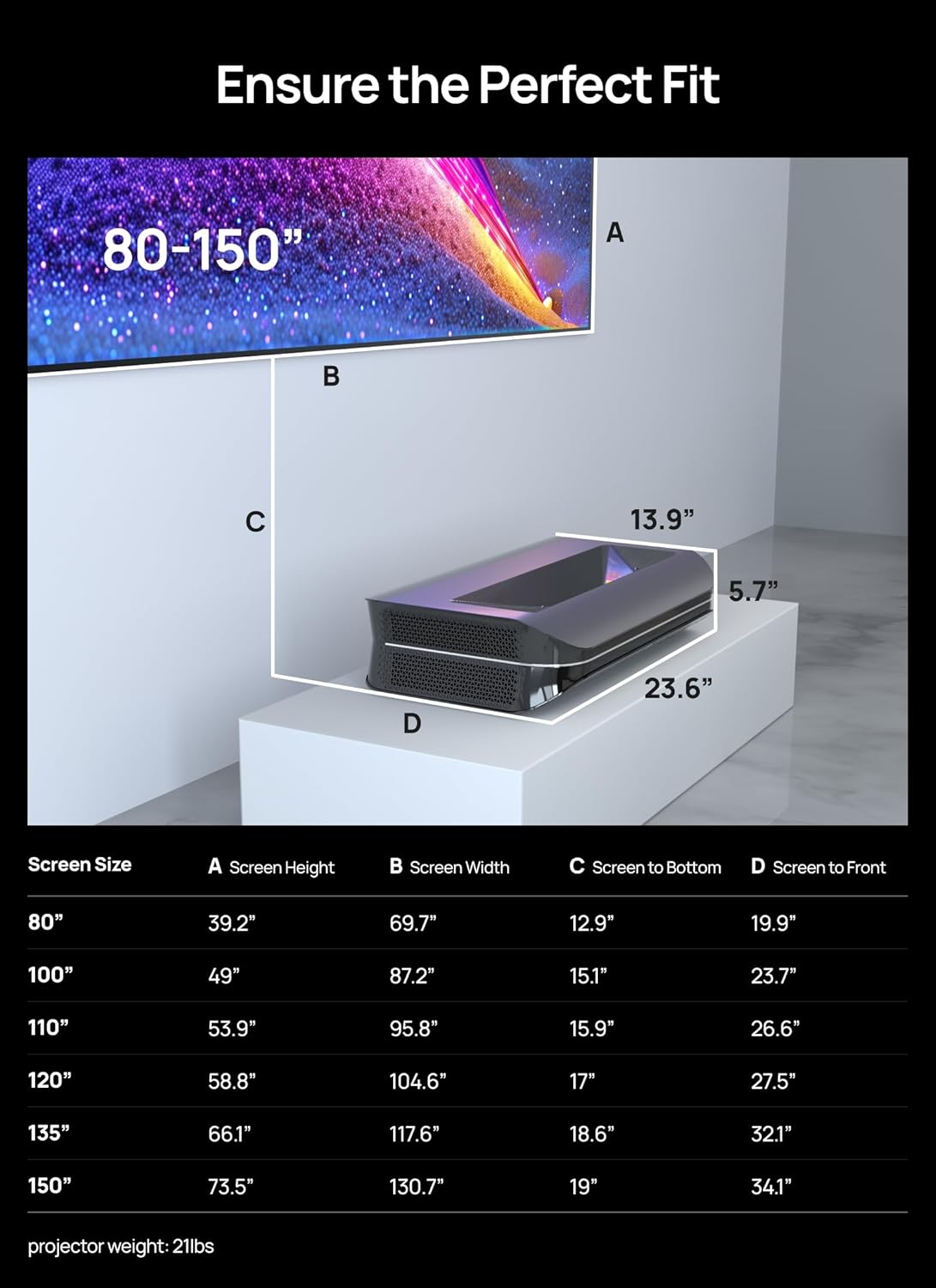 AWOL VISION LTV-2500 4K UHD drievoudige laserprojector met ultrakorte projectieafstand en Dolby Vision Atmos, Active 3D, 150, 2600 pieklimen, HDR10, UST Laser-tv-projector (inclusief Fire TV Stick 4K Max)