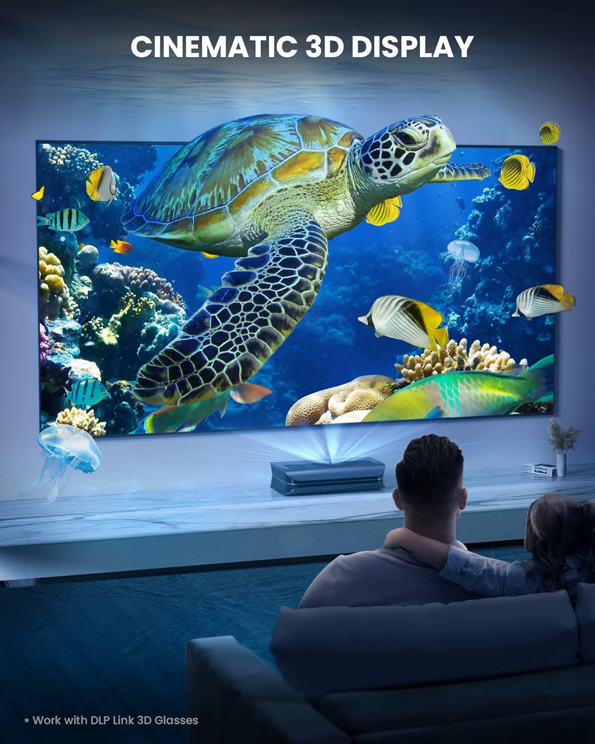 AWOL VISION LTV-2500 4K UHD drievoudige laserprojector met ultrakorte projectieafstand en Dolby Vision Atmos, Active 3D, 150, 2600 pieklimen, HDR10, UST Laser-tv-projector (inclusief Fire TV Stick 4K Max)