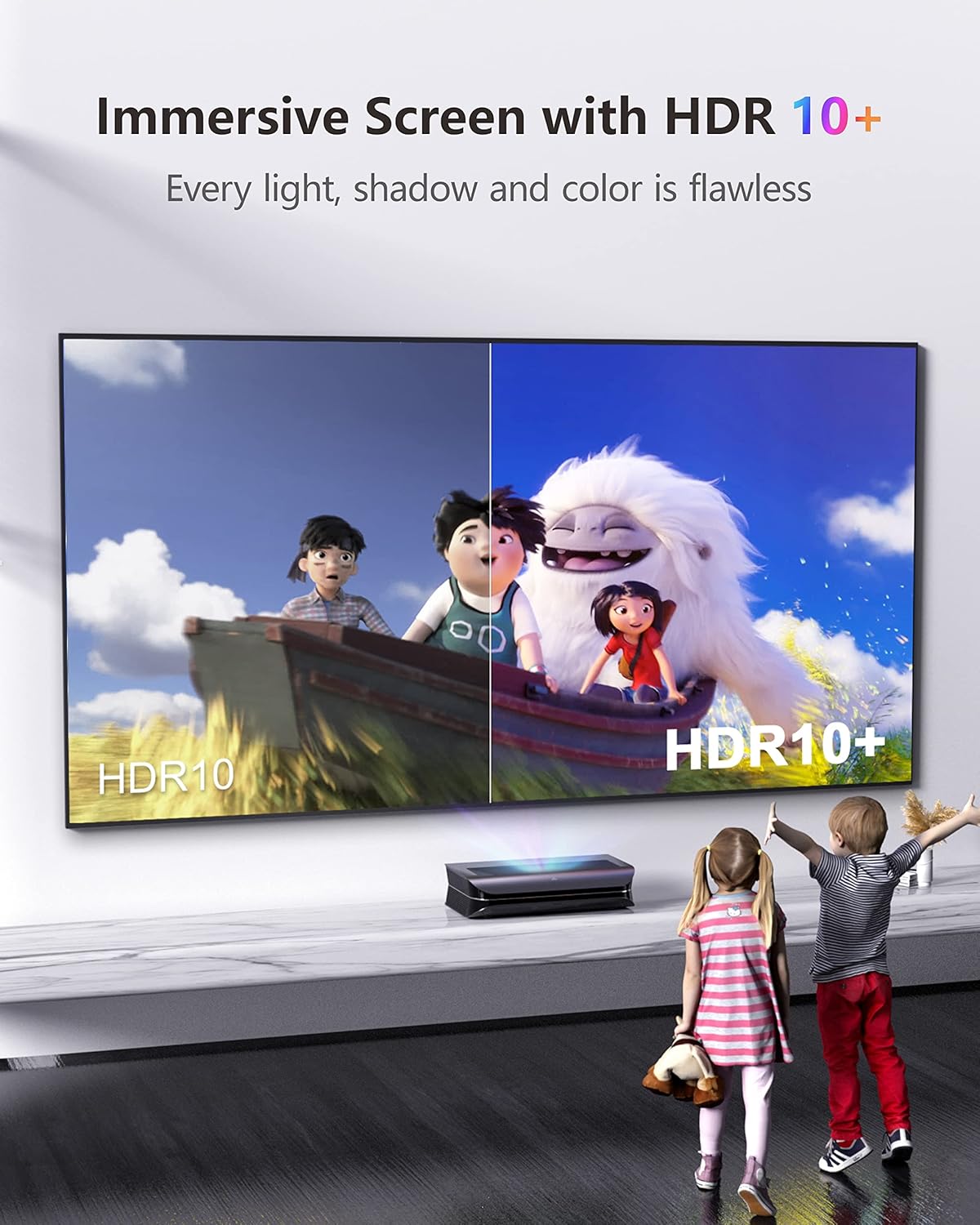 AWOL VISION LTV-2500 4K UHD drievoudige laserprojector met ultrakorte projectieafstand en Dolby Vision Atmos, Active 3D, 150, 2600 pieklimen, HDR10, UST Laser-tv-projector (inclusief Fire TV Stick 4K Max)