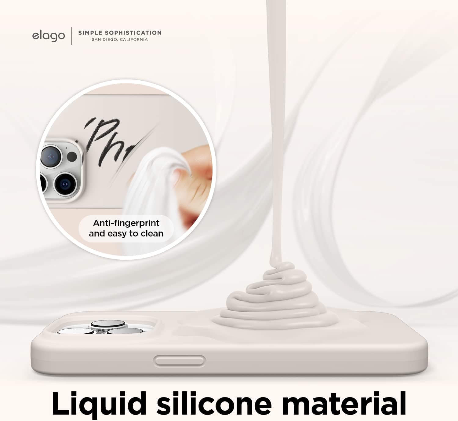 Elago Compatible avec iPhone 14 Pro, coque en silicone liquide, coque de protection intégrale, coque de téléphone fine et résistante aux chocs, doublure en microfibre douce anti-rayures, 6,1 pouces (Stone)