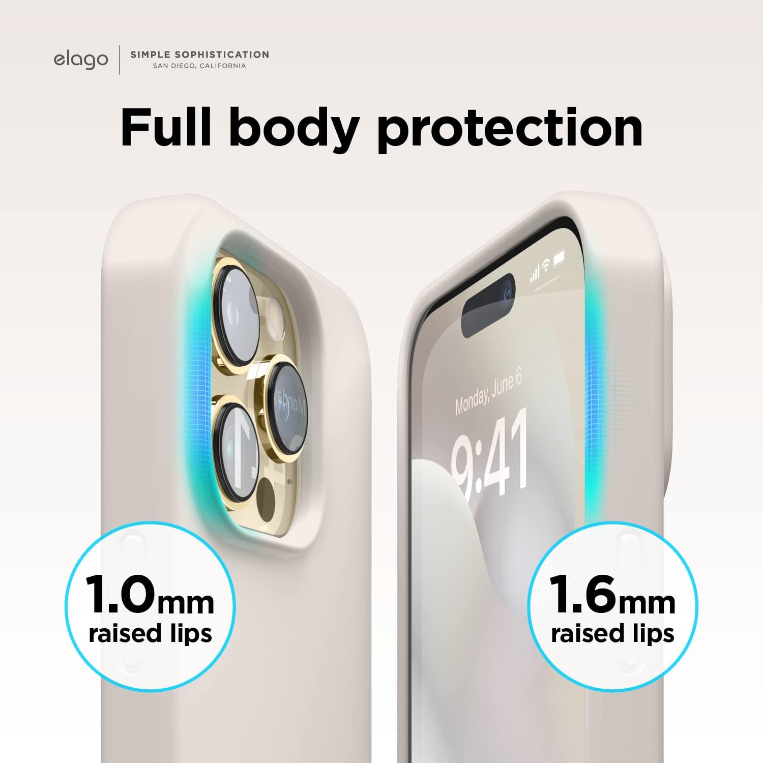 Elago Compatible avec iPhone 14 Pro, coque en silicone liquide, coque de protection intégrale, coque de téléphone fine et résistante aux chocs, doublure en microfibre douce anti-rayures, 6,1 pouces (Stone)