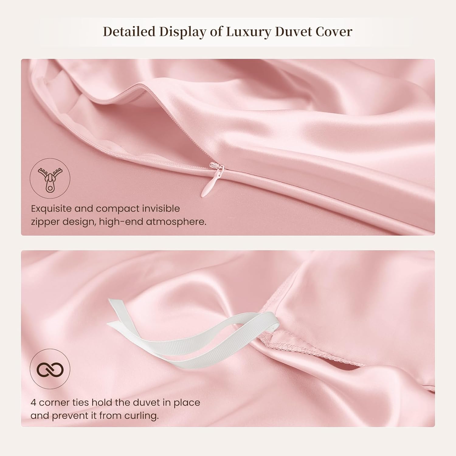 THXSILK Silk Duvet Cover Twin Size 1 Piece, 100% 6A  Top Grade Mulberry Silk Upscale Series Quilt Comforter Cover with Zipper Luxury Soft Bedding Silk Sheet for Hair and Skin, Charming Pink · v6