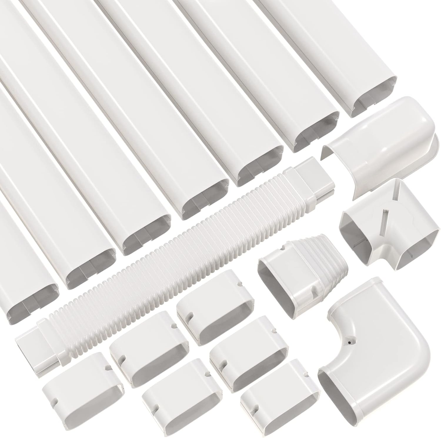 ชุดฝาครอบท่อ PVC ตกแต่ง Forestchill ขนาด 3 นิ้ว ยาว 25 ฟุต สำหรับเครื่องปรับอากาศแบบแยกส่วนขนาดเล็กแบบไม่มีท่อ ระบบปรับอากาศส่วนกลาง และระบบปั๊มความร้อน ชุดคอนเดนเซอร์