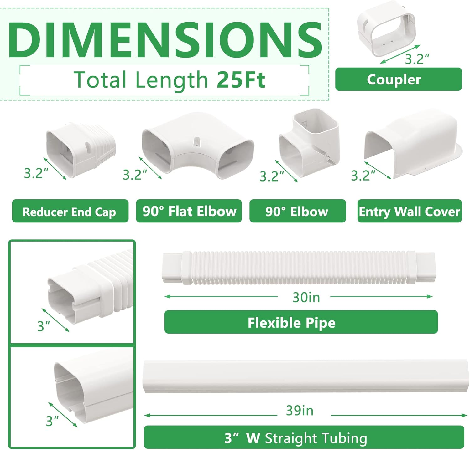 ชุดฝาครอบท่อ PVC ตกแต่ง Forestchill ขนาด 3 นิ้ว ยาว 25 ฟุต สำหรับเครื่องปรับอากาศแบบแยกส่วนขนาดเล็กแบบไม่มีท่อ ระบบปรับอากาศส่วนกลาง และระบบปั๊มความร้อน ชุดคอนเดนเซอร์
