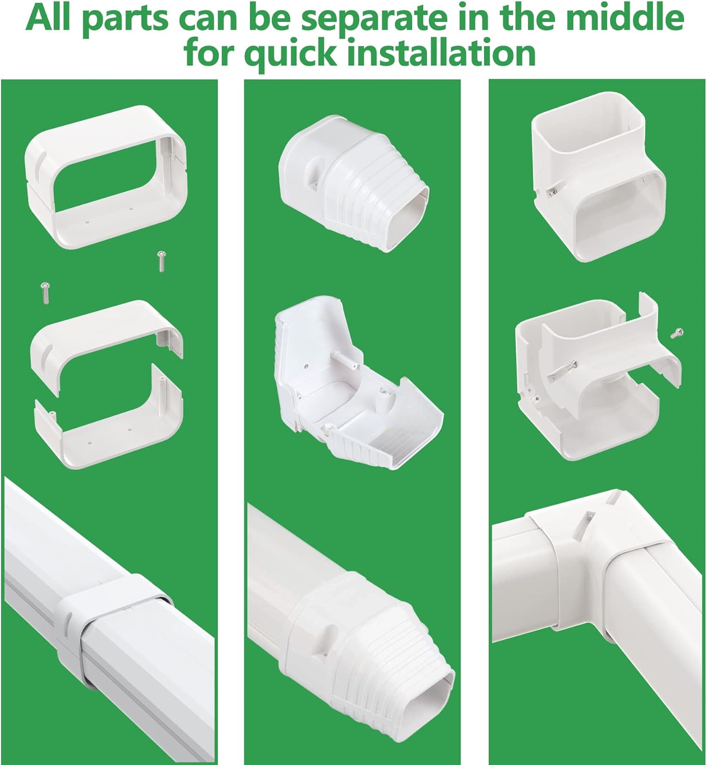 ชุดฝาครอบท่อ PVC ตกแต่ง Forestchill ขนาด 3 นิ้ว ยาว 25 ฟุต สำหรับเครื่องปรับอากาศแบบแยกส่วนขนาดเล็กแบบไม่มีท่อ ระบบปรับอากาศส่วนกลาง และระบบปั๊มความร้อน ชุดคอนเดนเซอร์