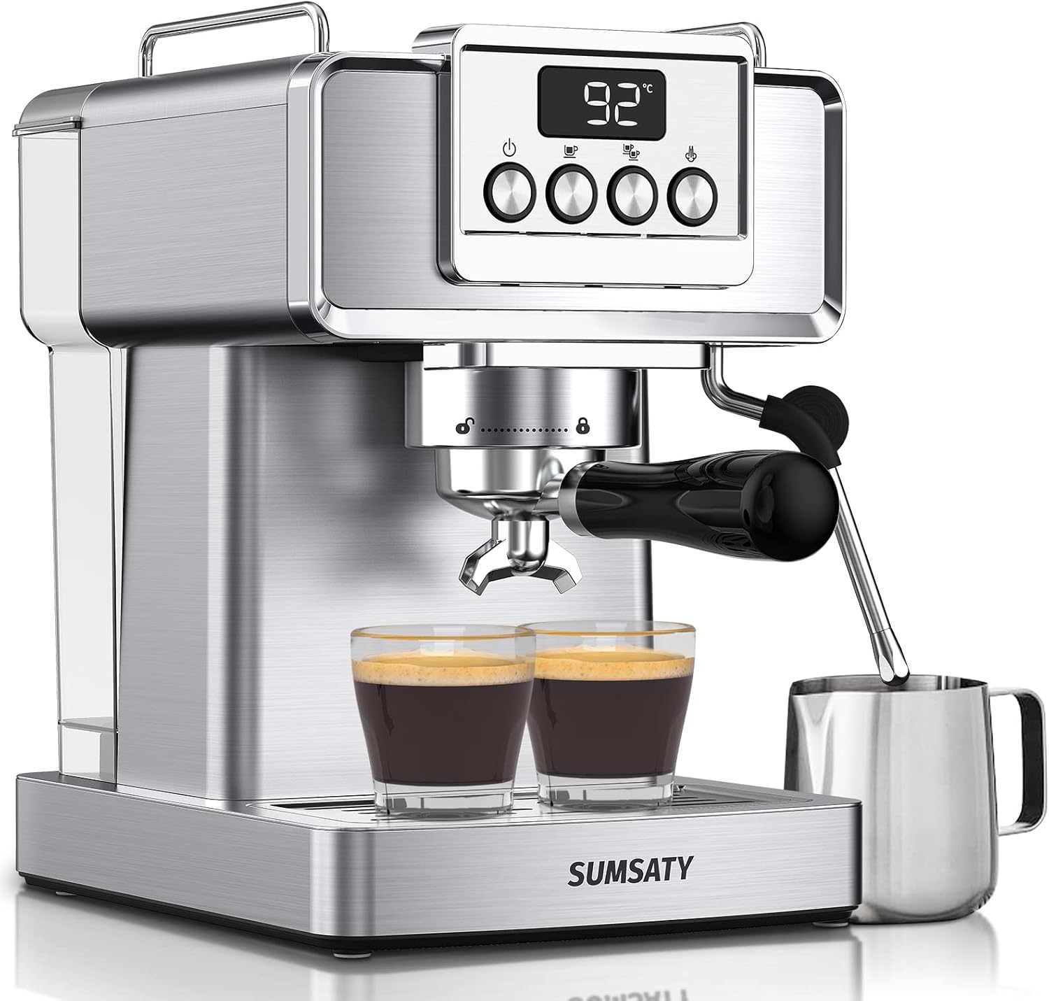 SUMSATY Espresso Machine, Stainless Steel Espresso Machine with Milk Frother for Latte, Cappuccino, Machiato,for Home Espresso Maker, 1.8L Water Tank, 20 Bar · v2