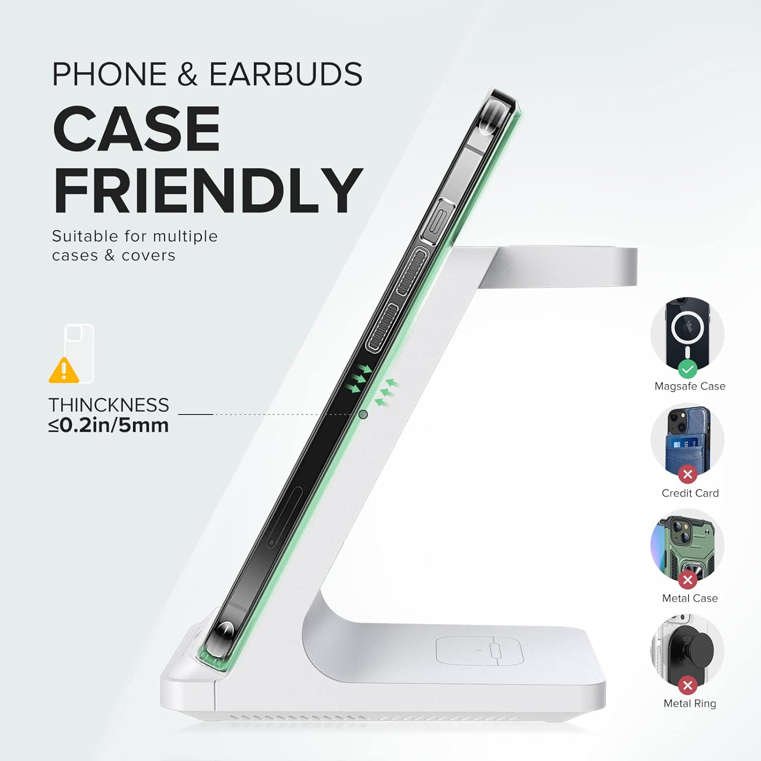 محطة شحن لاسلكية، حامل شاحن لاسلكي سريع 3 في 1 لأجهزة متعددة Apple Watch Ultra Series 9 8 7 6 SE 5 4 3 2، iPhone 16 15 14 13 12 11 Pro Max/Plus/Mini/X/XS/Max/XR/SE، Airpods