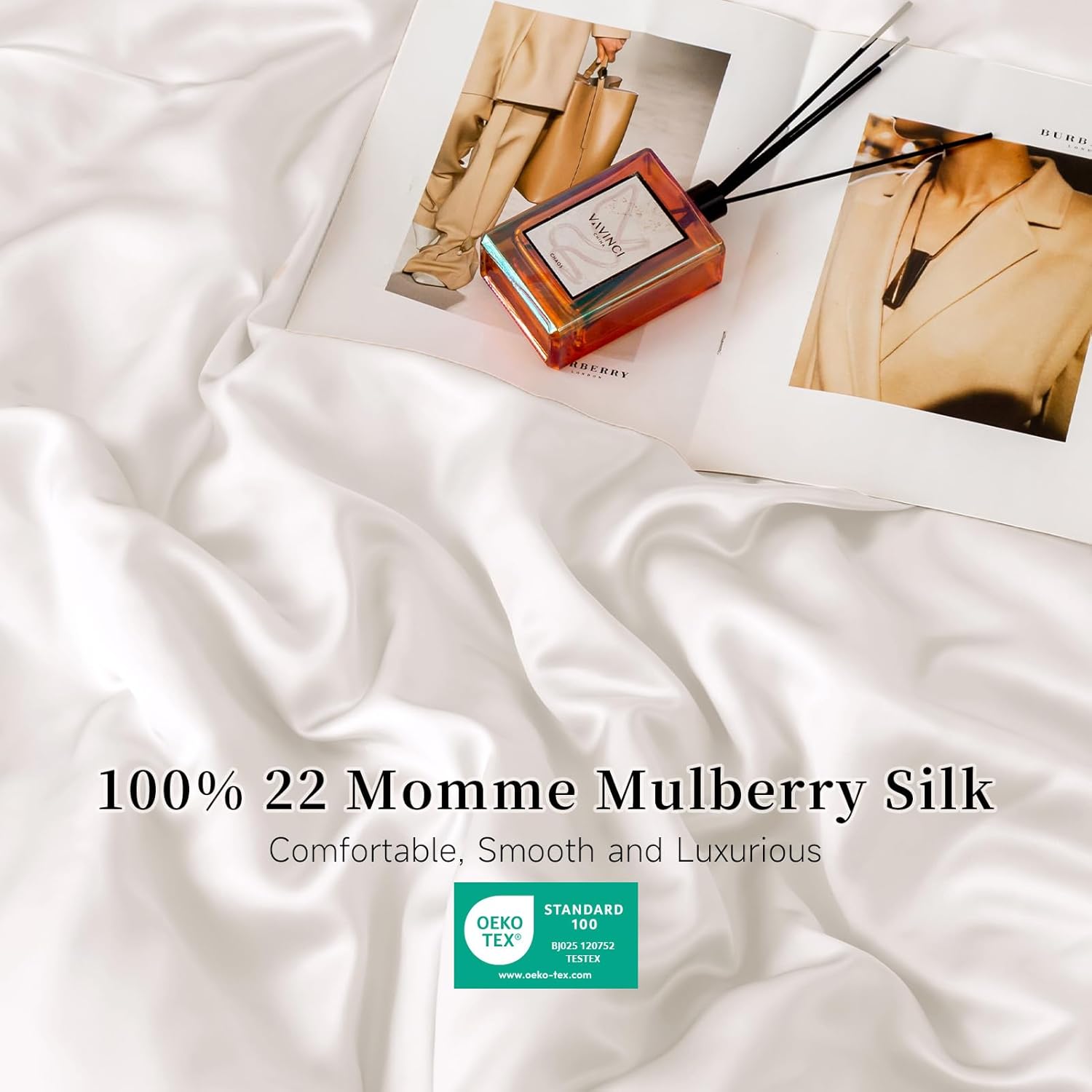 THXSILK 22 Momme 1 Pcs Silk Flat Sheet, 100% Top Grade Pure Mulberry Silk Bed Sheet Luxury Ultra Comfortable Bedding Durable (Full, Cream White) · v12