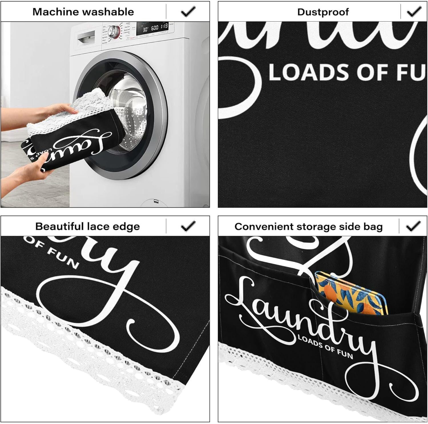 Laundry Loads Of Fun Machine Cover Dryer Top Covers Anti-Slip Fridge Dust Cover, Roller Washing Machine Top Cover Load · v10