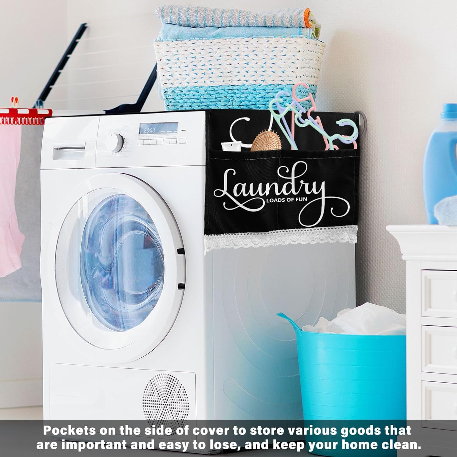 Laundry Loads Of Fun Machine Cover Dryer Top Covers Anti-Slip Fridge Dust Cover, Roller Washing Machine Top Cover Load · v10