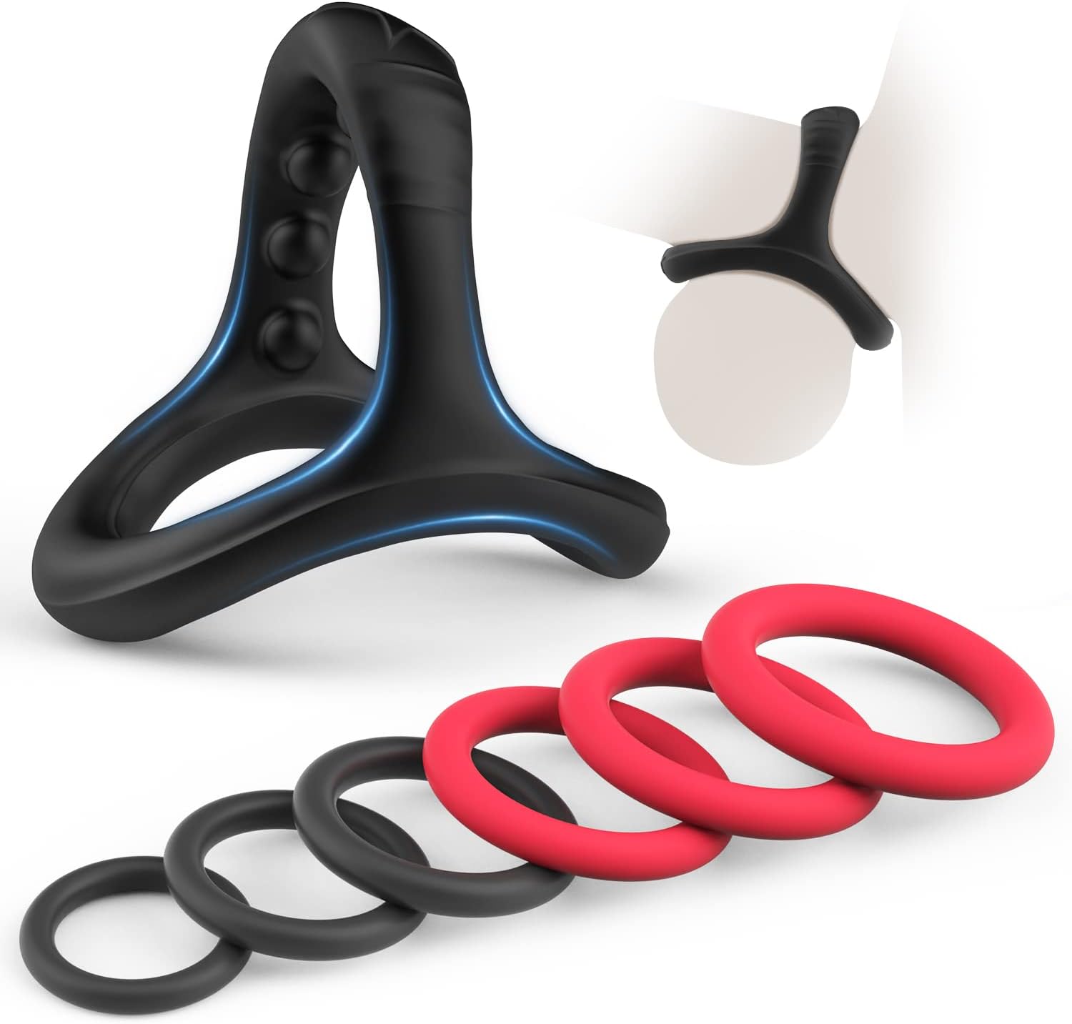Juego de anillos de silicona para el pene y el pene con 7 tamaños diferentes para mejorar la erección, juguetes sexuales para adultos, duraderos, más fuertes y elásticos, para hombre o pareja