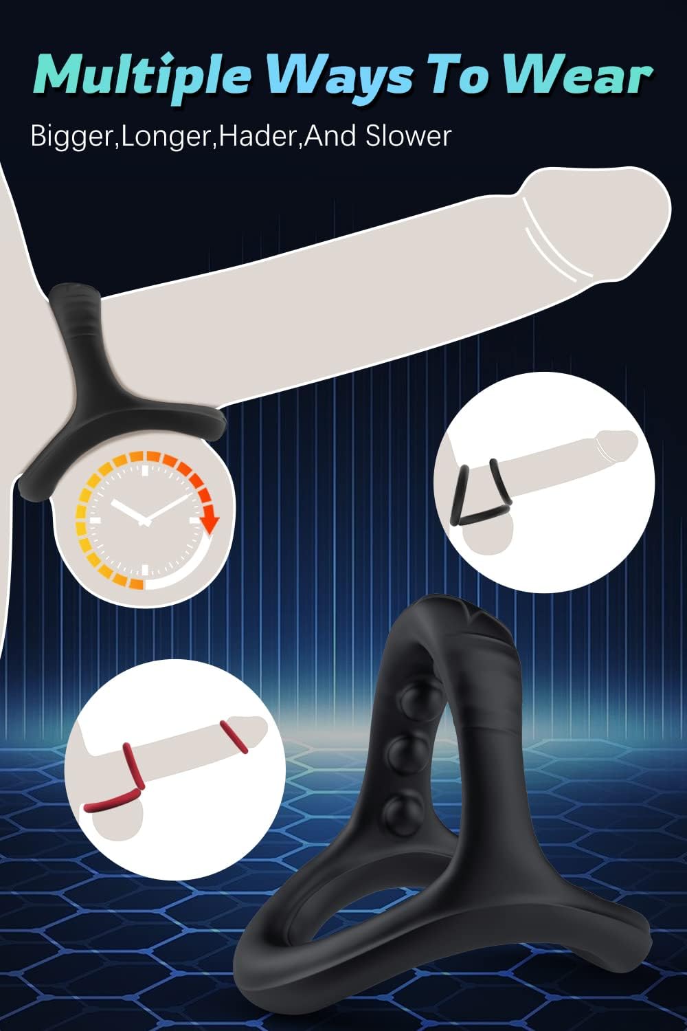 Silicone Cock/Penis Rings Set with 7 Different Sizes for Erection Enhancing, Long Lasting Stronger Strechy Adult Sex Toys for Men or Couple · v5