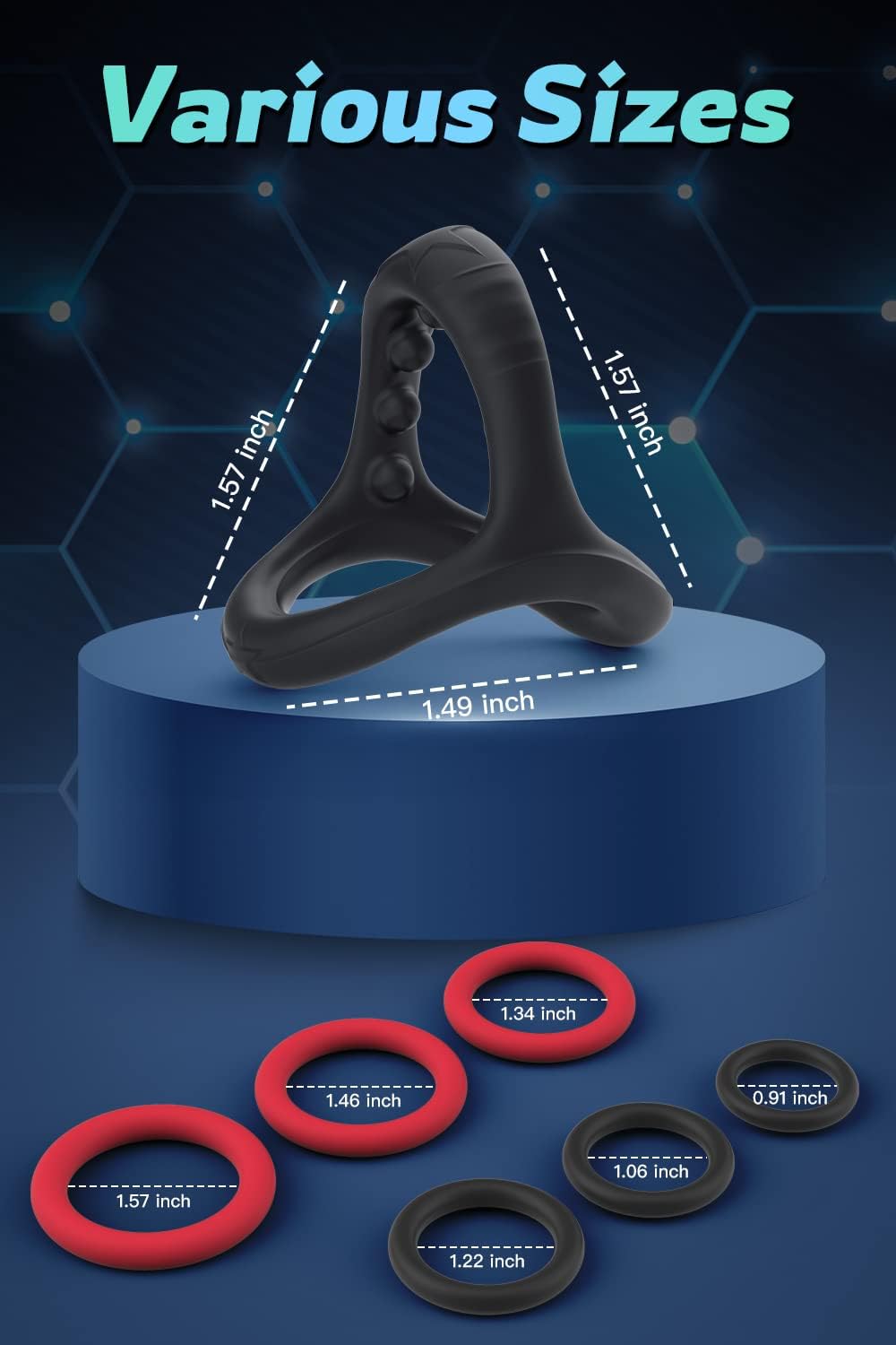 Silicone Cock/Penis Rings Set with 7 Different Sizes for Erection Enhancing, Long Lasting Stronger Strechy Adult Sex Toys for Men or Couple · v5