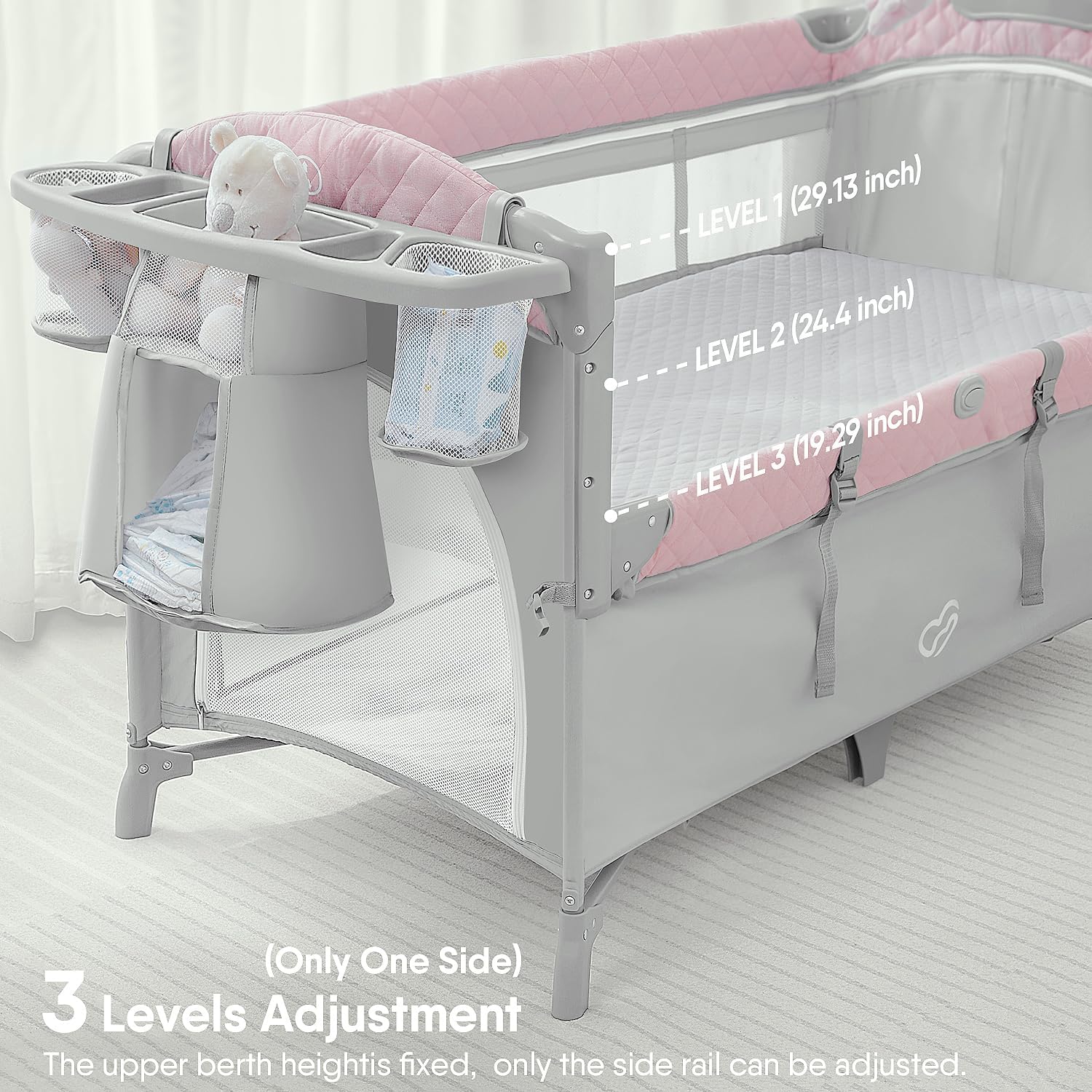 BabyBond Baby Bassinet Bedside Crib, Pack and Play with Sheet, Diaper Changing Table and Music Mobile from Newborn to Toddles, Portable Large Playard · v2