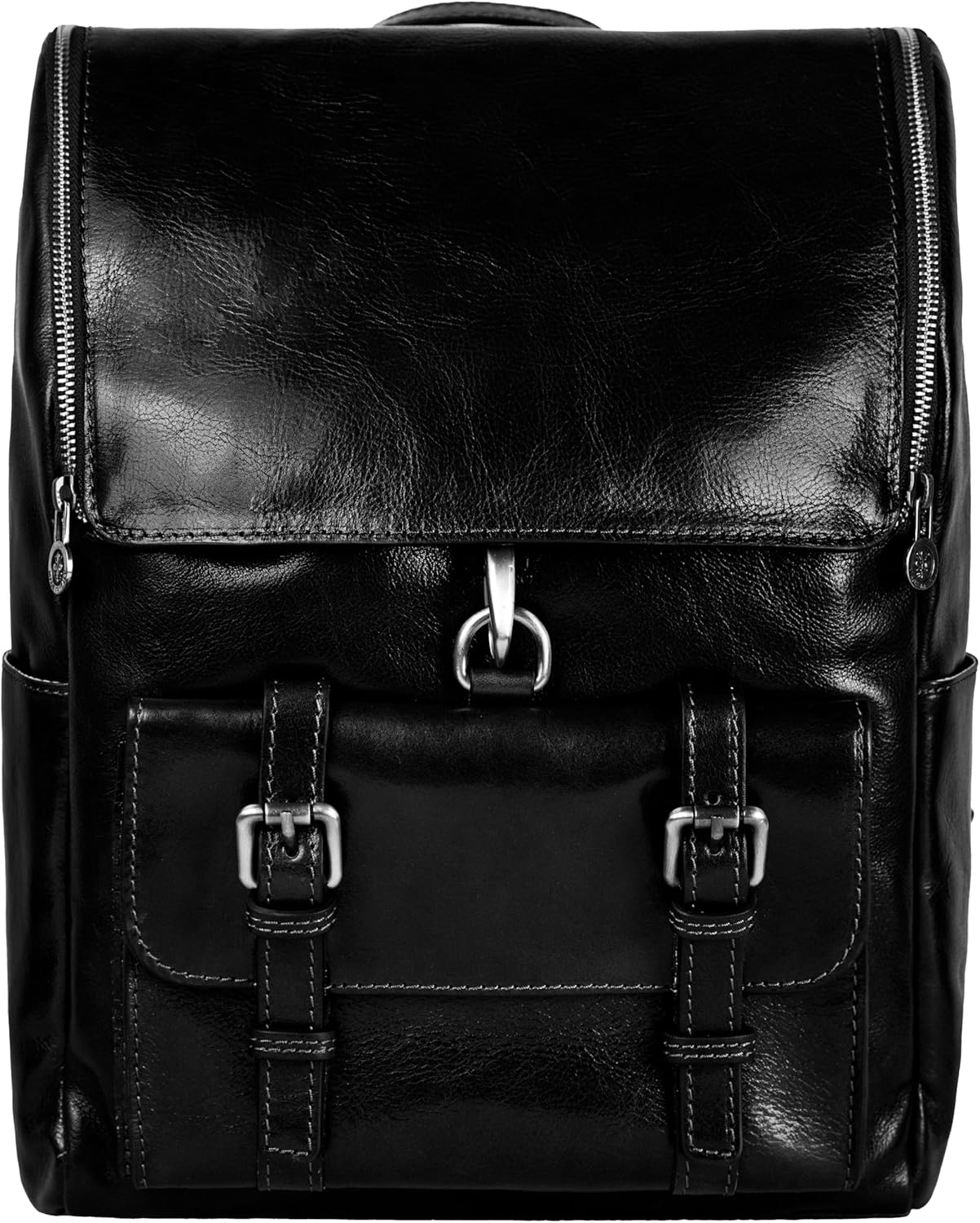 Time Resistance Lederrucksack, bis zu 15 Zoll, Laptop-Reisetasche, Schwarz