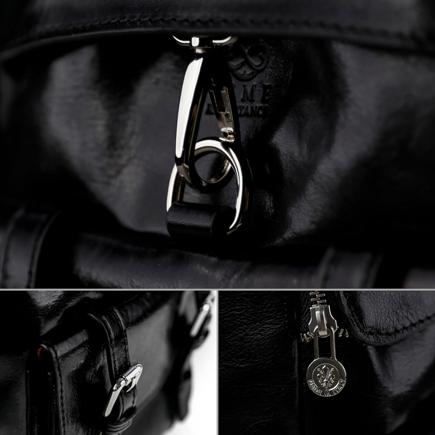Time Resistance Lederrucksack, bis zu 15 Zoll, Laptop-Reisetasche, Schwarz