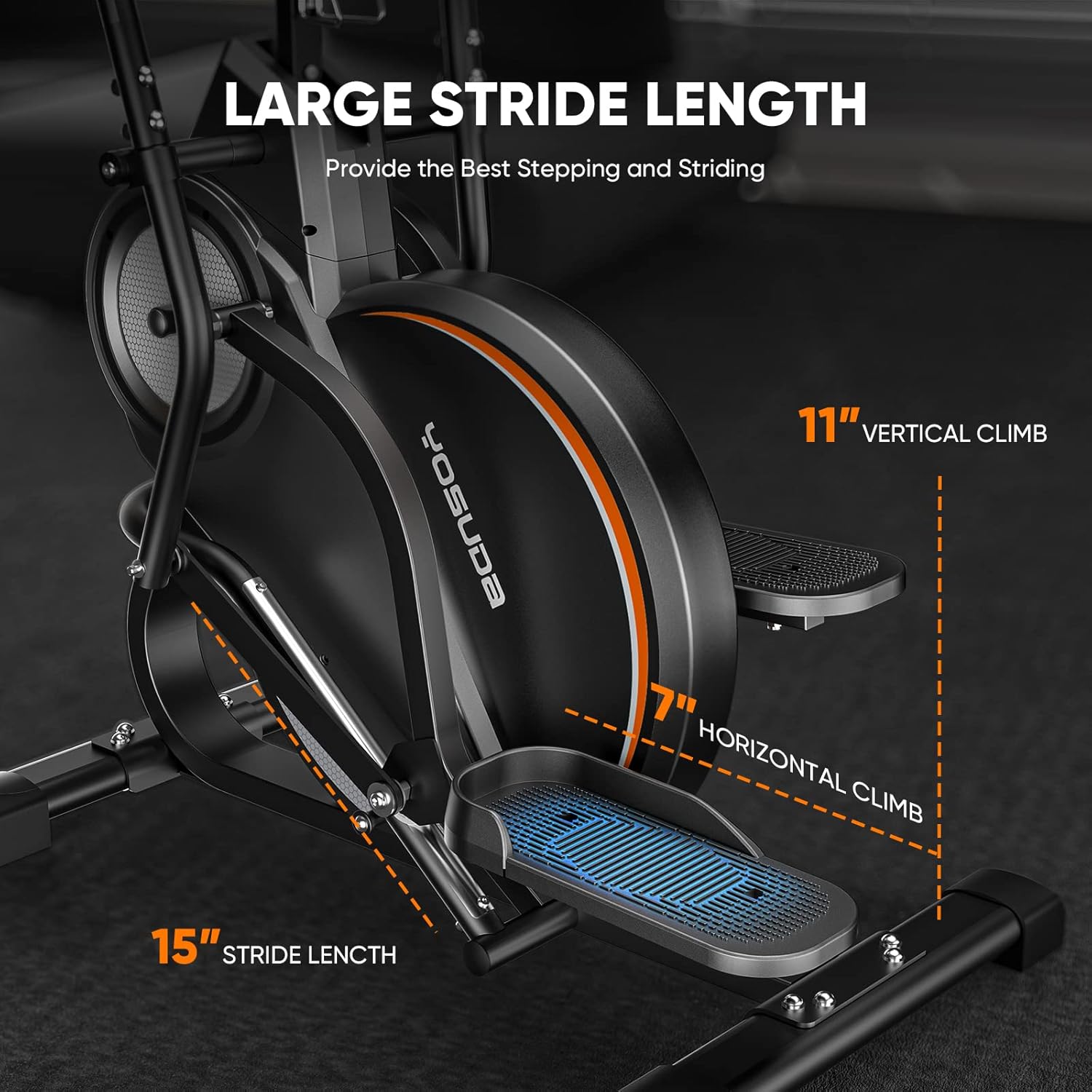 YOSUDA Pro Cardio Climber Stepping Elliptical Machine, 3-in-1 Elliptical Machine Stair Stepper Trainer, Total Body Fitness Cross Trainer with Quiet Magnetic Driving System, 16 Resistance · v3