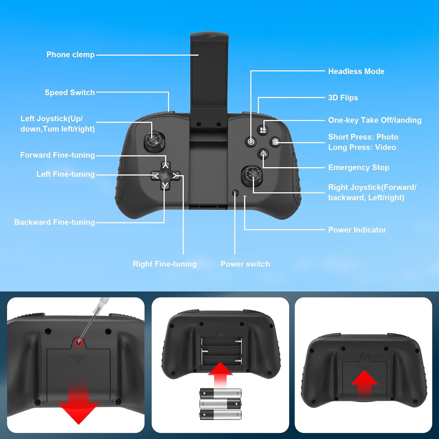 Mini Drone with Camera for Adults Youth - 1080P HD FPV Camera Drones with 90° Adjustable Lens, Gestures Selfie, One Key Start, 360° Flips, Toys Gifts RC Quadcopter for Boys Girls with 2 Batteries · v4