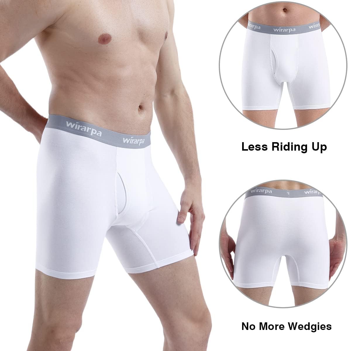 Wirarpa Herren-Boxershorts, Stretchunterwäsche aus Baumwolle, offener Schnitt, Tagless, normale Beinlänge, 4er-Pack