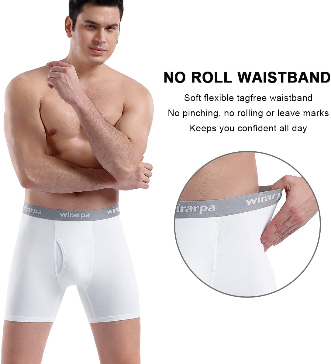 wirarpa Celana Dalam Boxer Pria Katun Elastis Celana Dalam Tanpa Label dengan Ritsleting Terbuka Kaki Biasa 4 Paket
