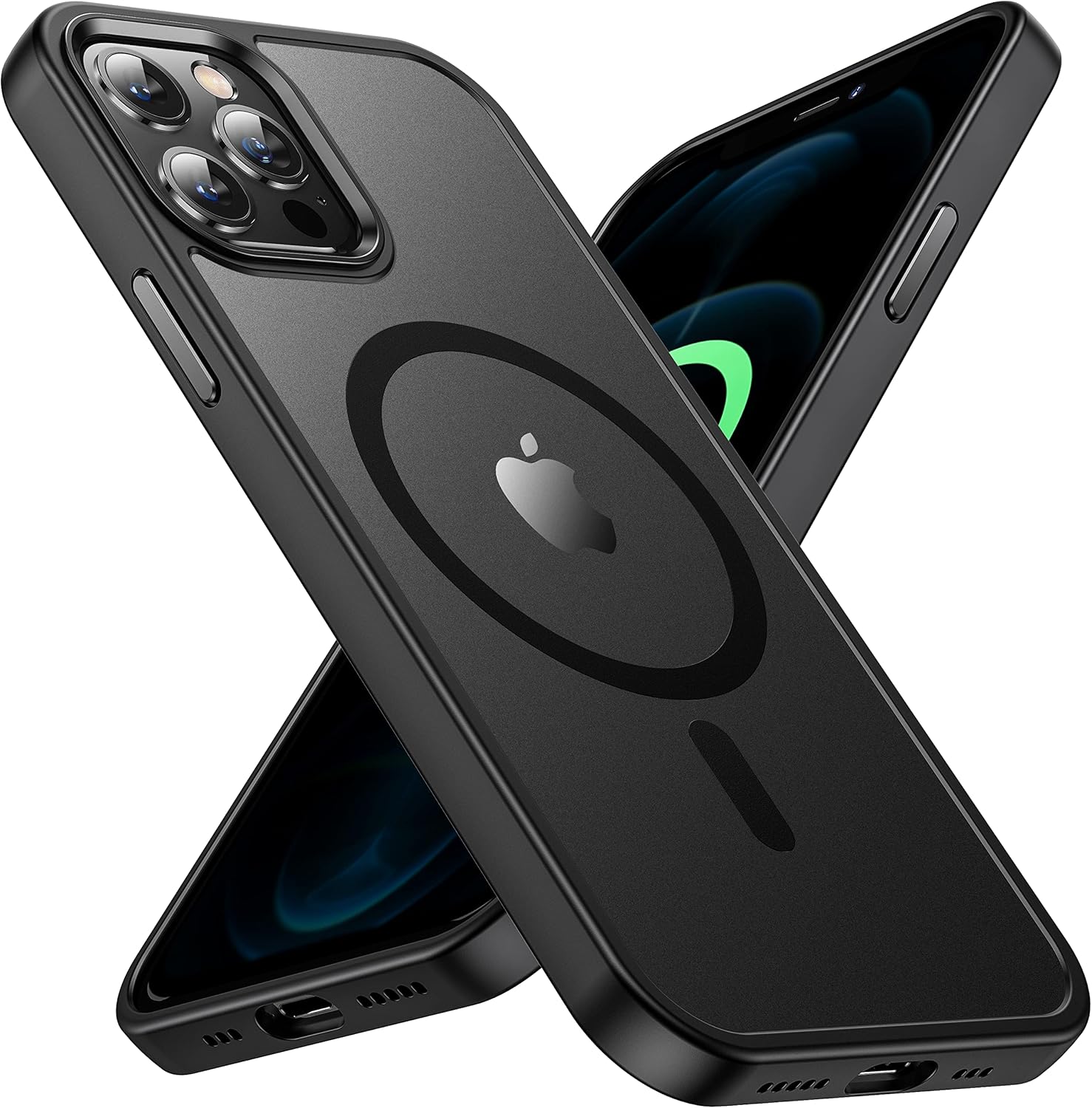 Magnetic for iPhone 12 Case/iPhone 12 Pro Case, [Military Grade Drop Tested] [Compatible with MagSafe] Shockproof Translucent Hard Back Soft Slim Protective Case for iPhone 12/12 Pro, Black · v7