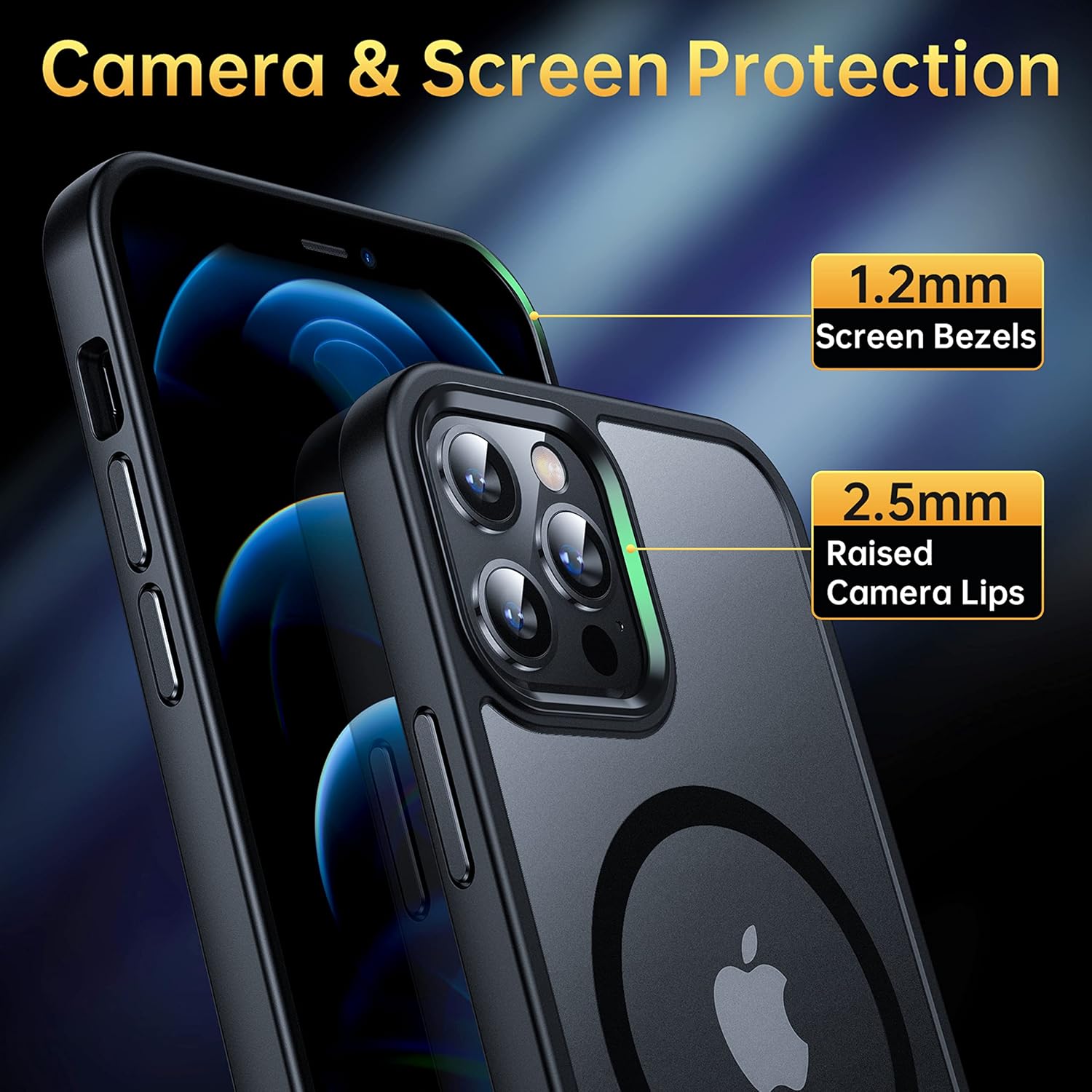 Magnetic for iPhone 12 Case/iPhone 12 Pro Case, [Military Grade Drop Tested] [Compatible with MagSafe] Shockproof Translucent Hard Back Soft Slim Protective Case for iPhone 12/12 Pro, Black · v6