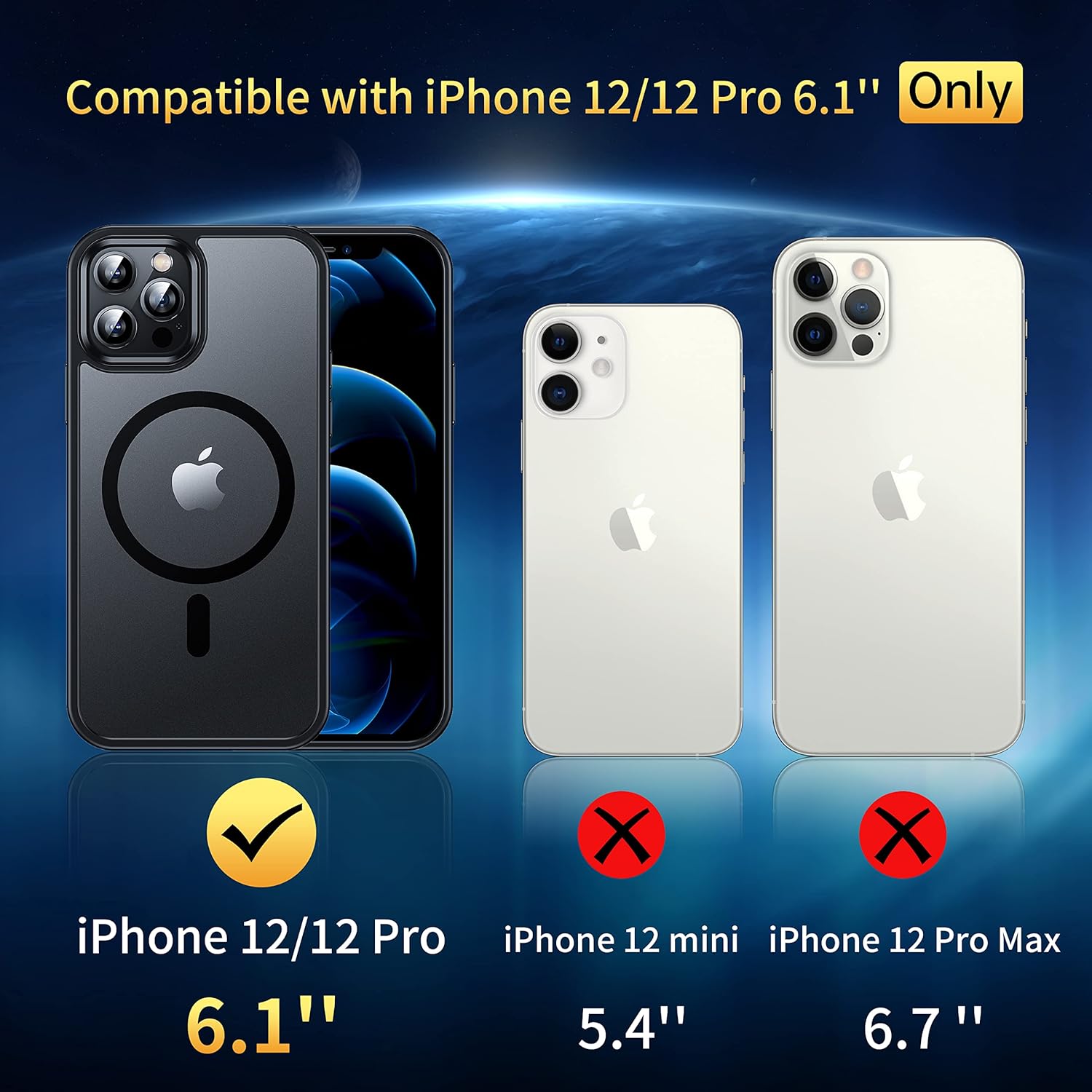 Magnetic for iPhone 12 Case/iPhone 12 Pro Case, [Military Grade Drop Tested] [Compatible with MagSafe] Shockproof Translucent Hard Back Soft Slim Protective Case for iPhone 12/12 Pro, Black · v6