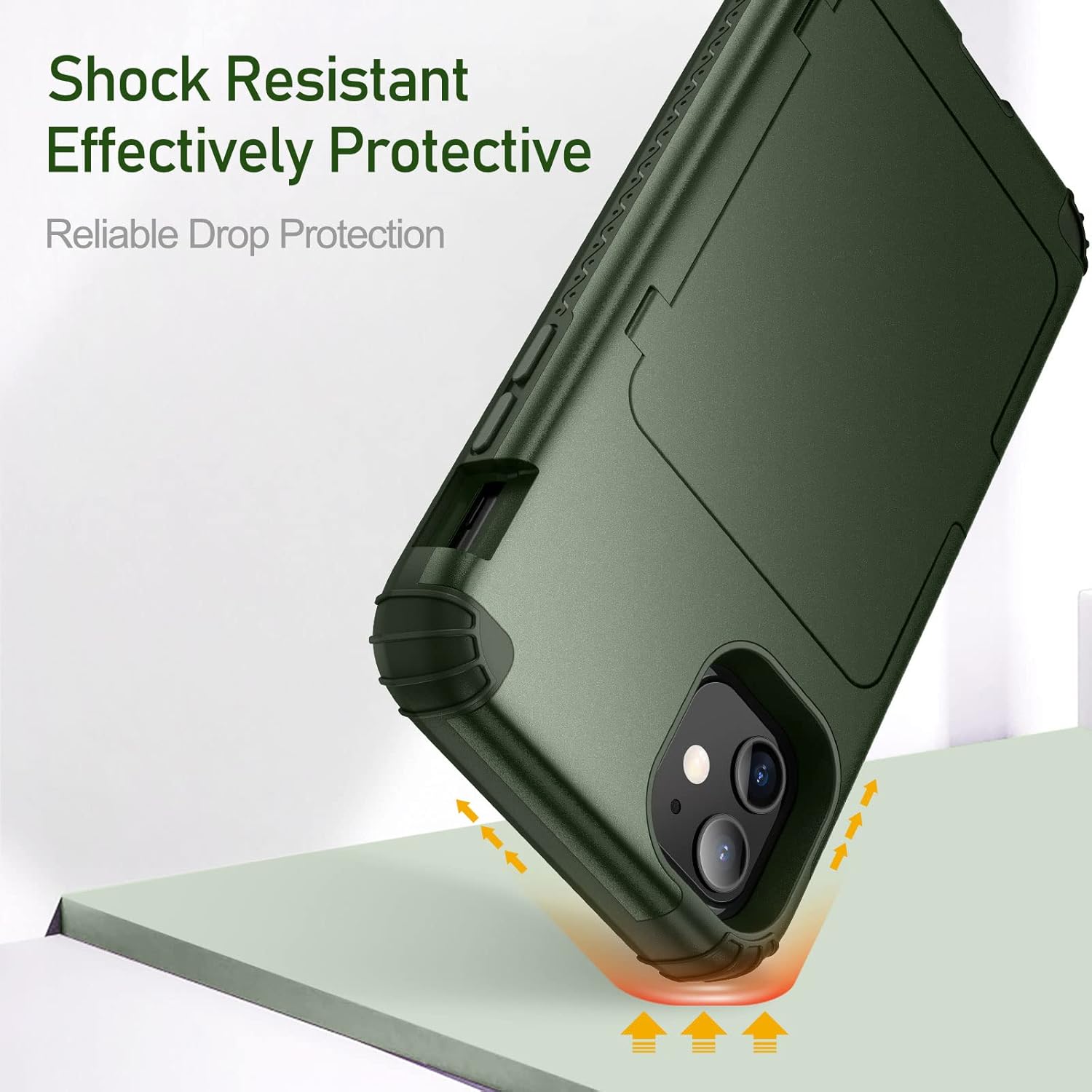 WeLoveCase na iPhone 11 Etui na portfel dla kobiet Pokrowiec na kartę kredytową Defender z ukrytym lustrem Trójwarstwowe odporne na wstrząsy Heavy Duty Ochronne etui ochronne do iPhone'a 11 Zielone