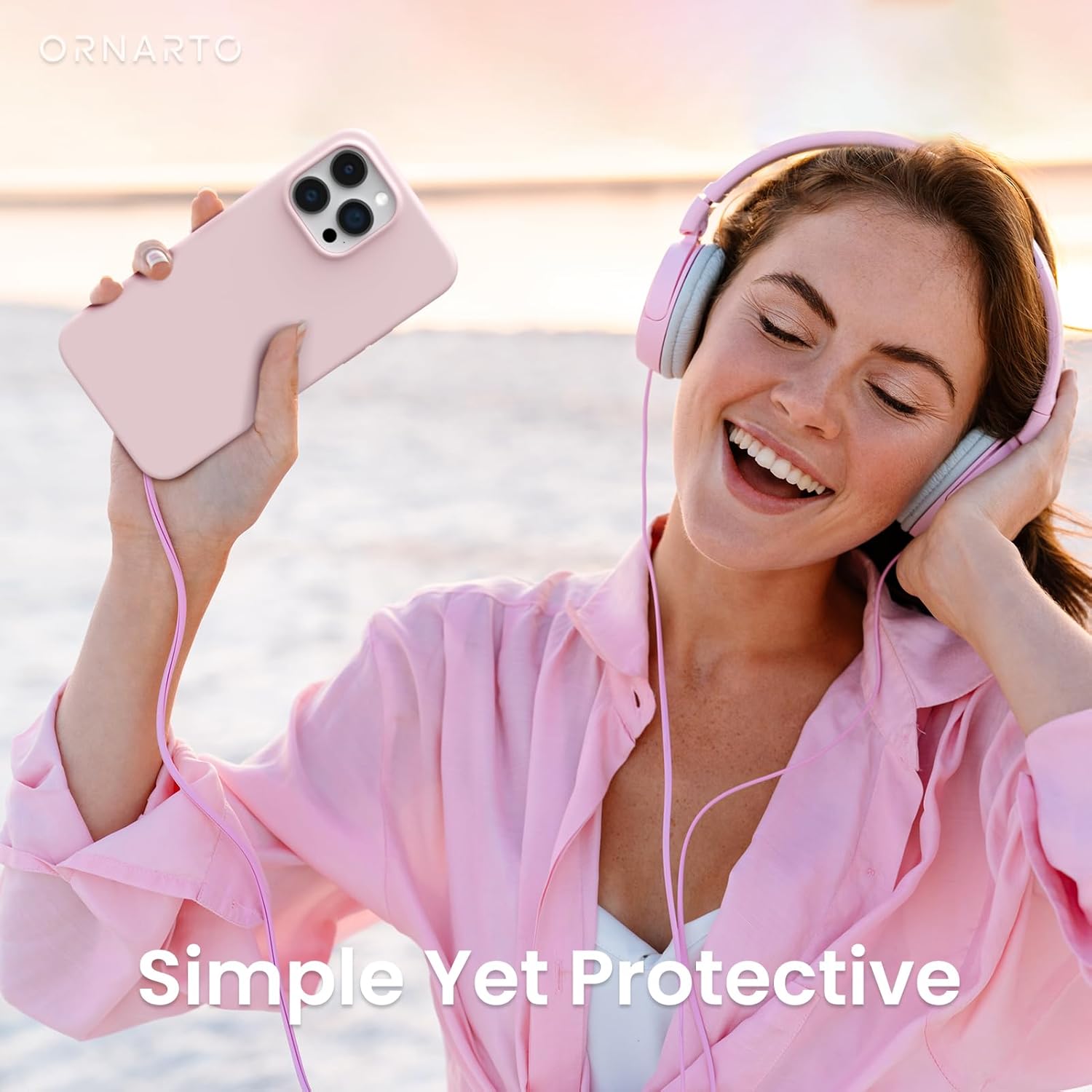 ORNARTO Compatible with iPhone 14 Pro Max Case 6.7, Slim Liquid Silicone 3 Layers Full Covered Soft Gel Rubber Phone Case Protective Cover with Microfiber Lining 6.7 inch-Chalk Pink