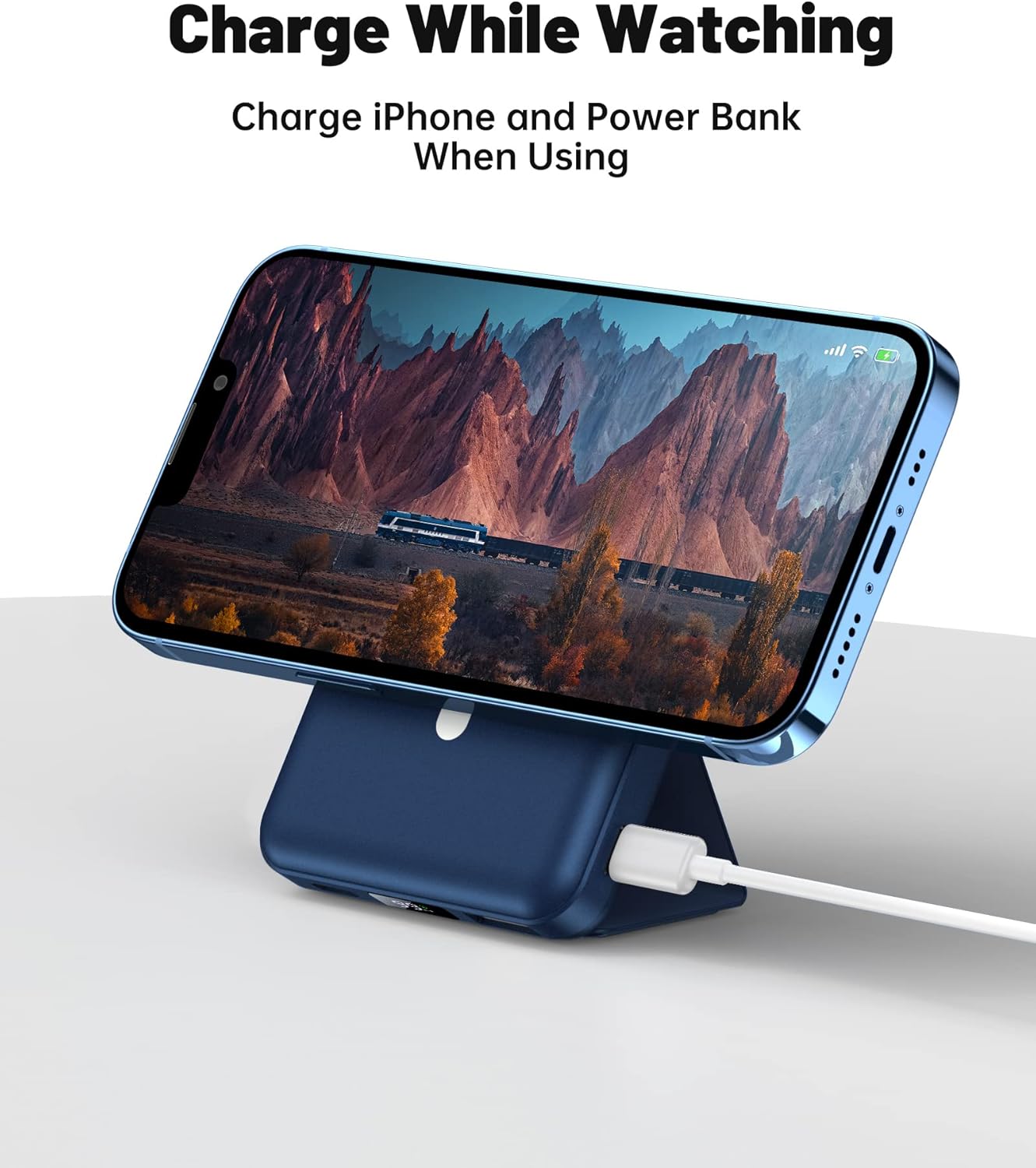 Chargeur portable magnétique sans fil Yiisonger, batterie pliable de 10 000 mAh avec câble USB-C, écran LED, batterie externe Mag-Safe, charge rapide par ordinateur de 22,5 W pour iPhone 16/15/14/13/Pro/Mini/Pro Max (bleu)