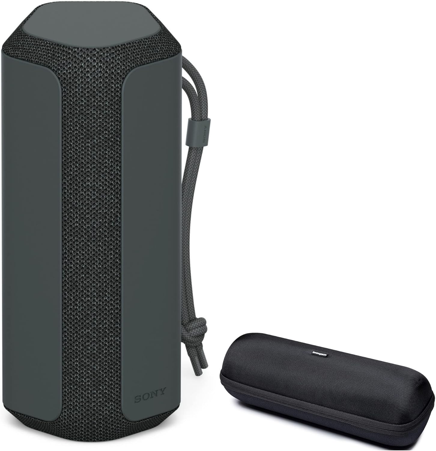 Speaker Bluetooth Nirkabel Ultra Portabel Sony SRS-XE200 Seri X (Hitam) Dilengkapi dengan Kotak Penyimpanan dan Perjalanan Keras (2 Barang)