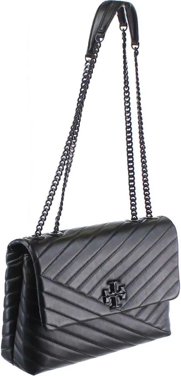 Tory Burch Womens Kira Leather Convertible Shoulder Handbag Black Medium · v4