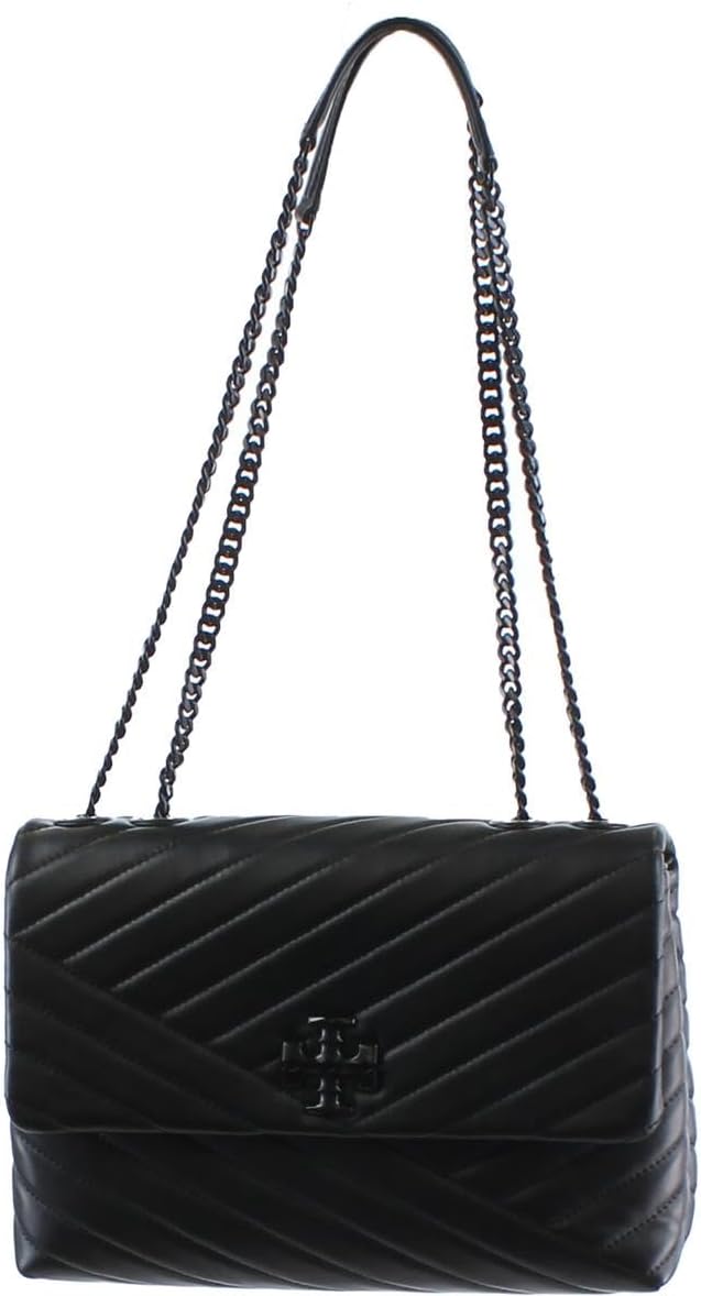 Tory Burch Womens Kira Leather Convertible Shoulder Handbag Black Medium · v4