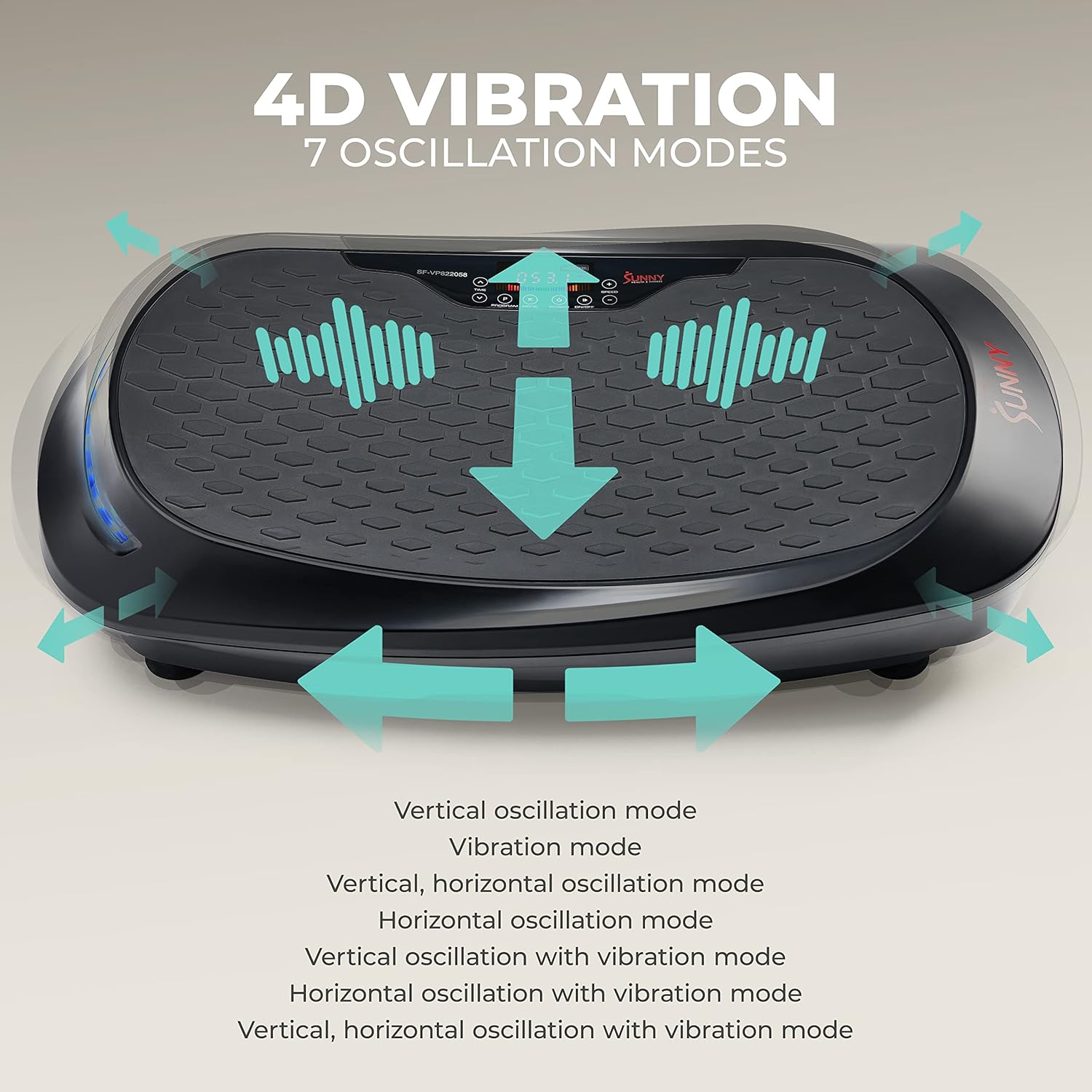 Sunny Health  Fitness Vibration Plate Exercise Machine, Full Body Vibrate Platform for Lymphatic Drainage with Multiple Speeds and Modes, Vibrating Plate Machine for Tension Relief amp; Weight Loss
