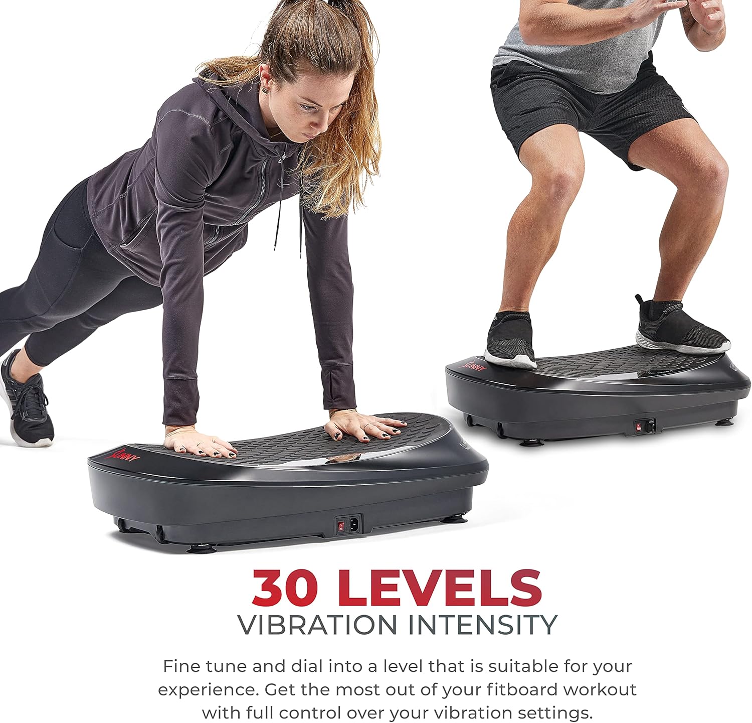 Sunny Health  Fitness Vibration Plate Exercise Machine, Full Body Vibrate Platform for Lymphatic Drainage with Multiple Speeds and Modes, Vibrating Plate Machine for Tension Relief amp; Weight Loss